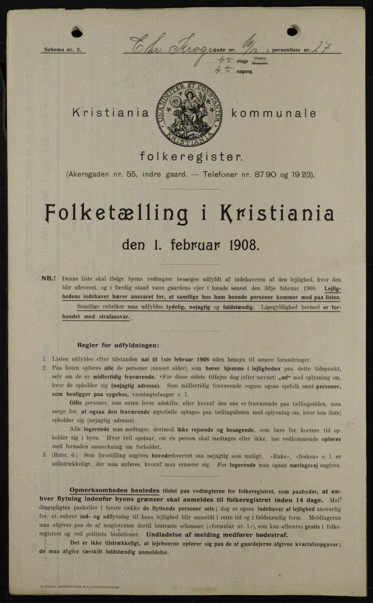 OBA, Kommunal folketelling 1.2.1908 for Kristiania kjøpstad, 1908, s. 11059