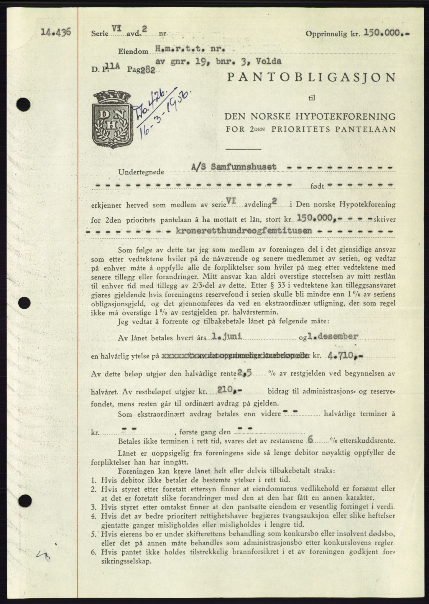 Søre Sunnmøre sorenskriveri, SAT/A-4122/1/2/2C/L0128: Pantebok nr. 16B, 1956-1956, Dagboknr: 426/1956
