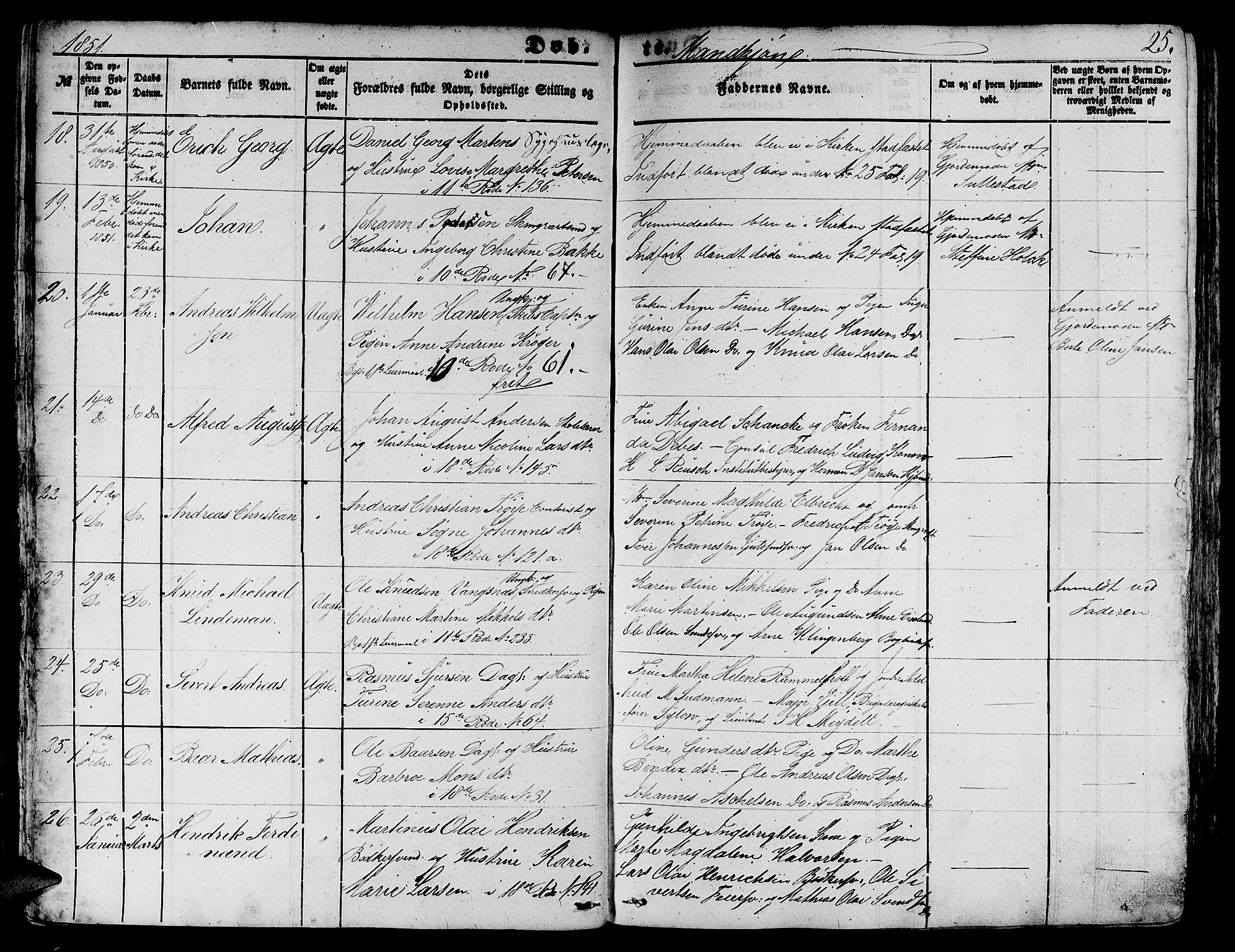 Domkirken sokneprestembete, AV/SAB-A-74801/H/Hab/L0010: Klokkerbok nr. B 3, 1849-1856, s. 25