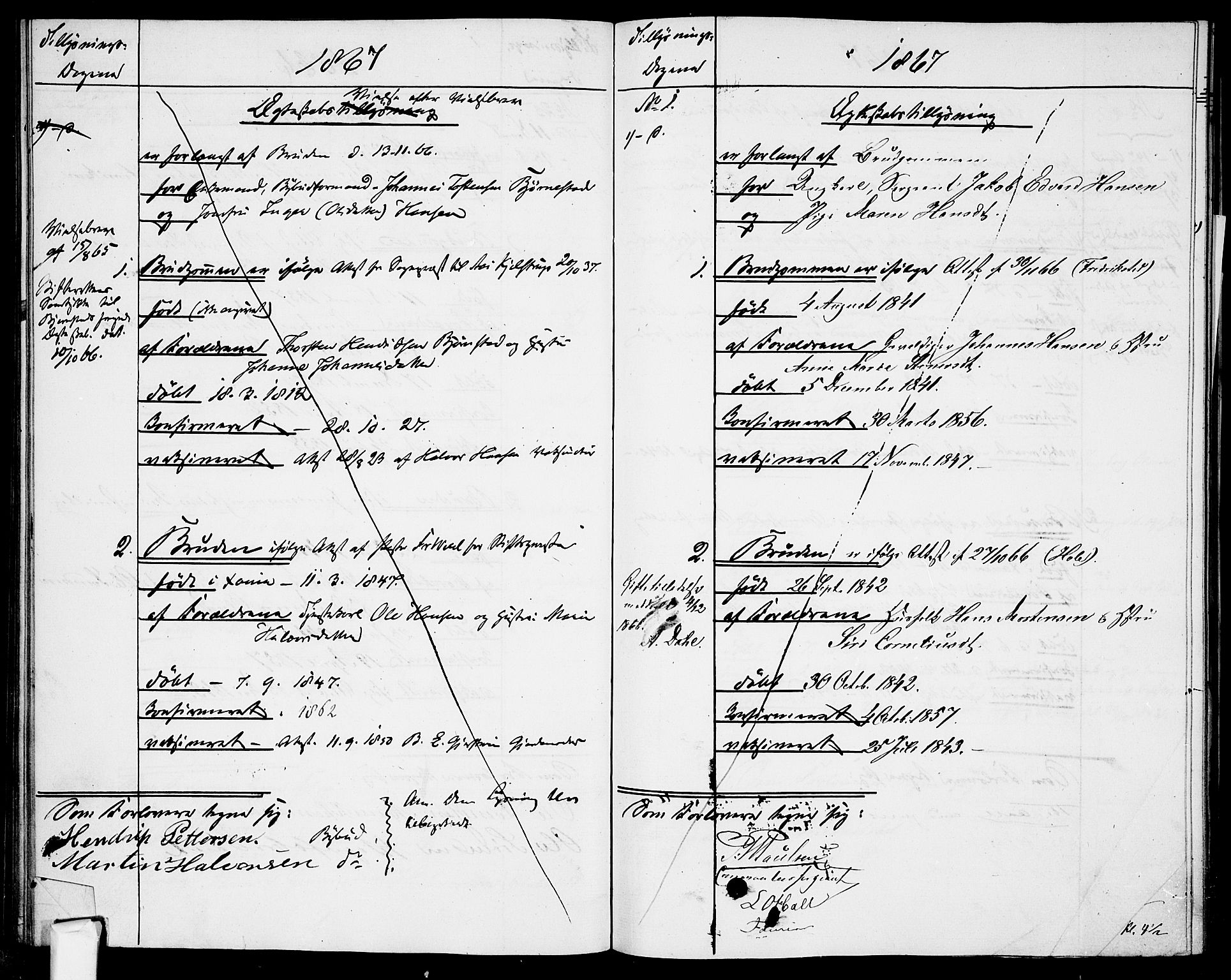 Garnisonsmenigheten Kirkebøker, AV/SAO-A-10846/H/Ha/L0006: Lysningsprotokoll nr. I 6, 1856-1872