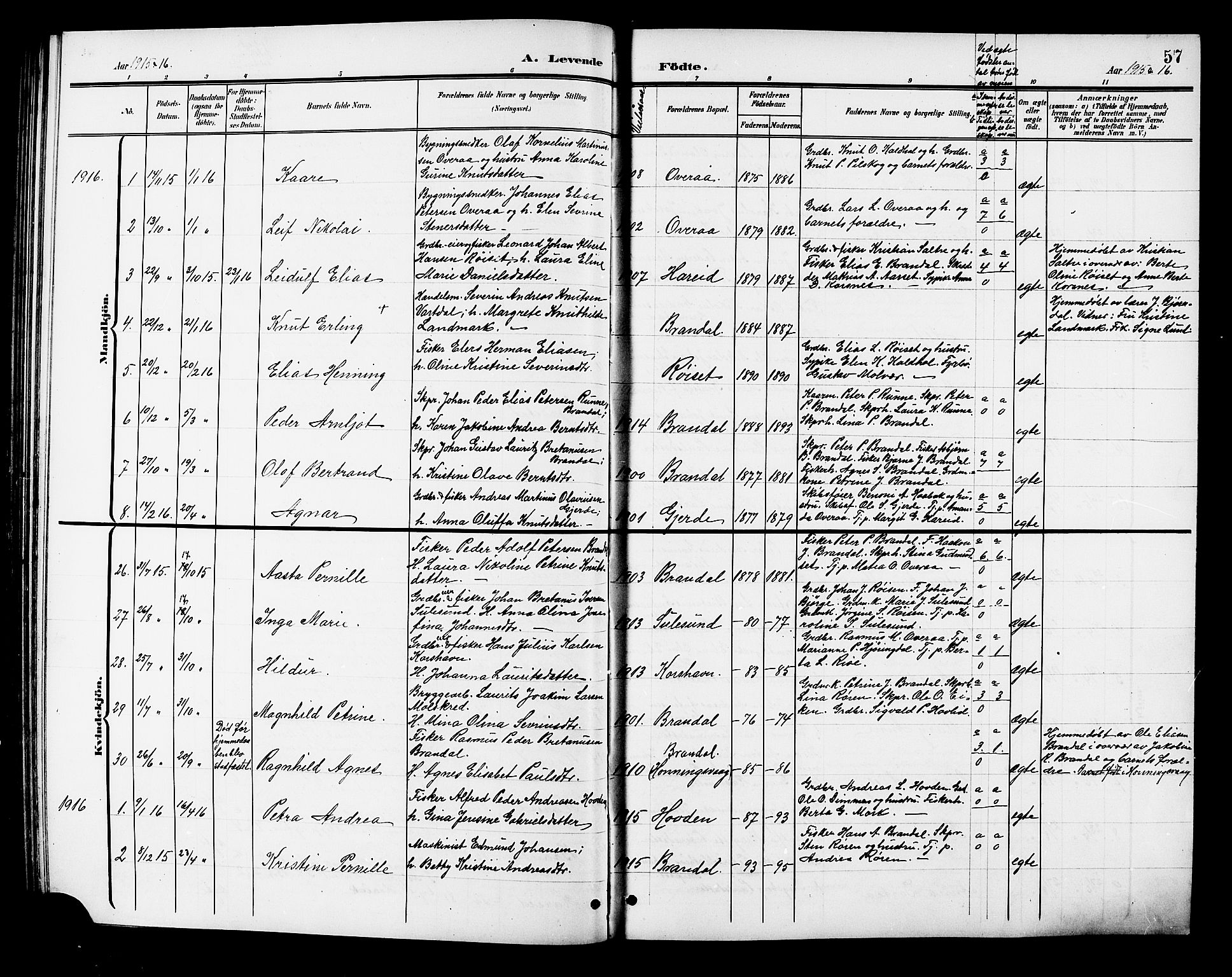 Ministerialprotokoller, klokkerbøker og fødselsregistre - Møre og Romsdal, AV/SAT-A-1454/510/L0126: Klokkerbok nr. 510C03, 1900-1922, s. 57