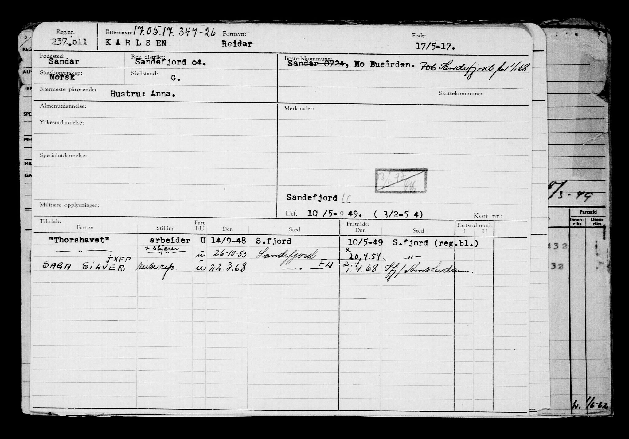 Direktoratet for sjømenn, AV/RA-S-3545/G/Gb/L0148: Hovedkort, 1917, s. 564