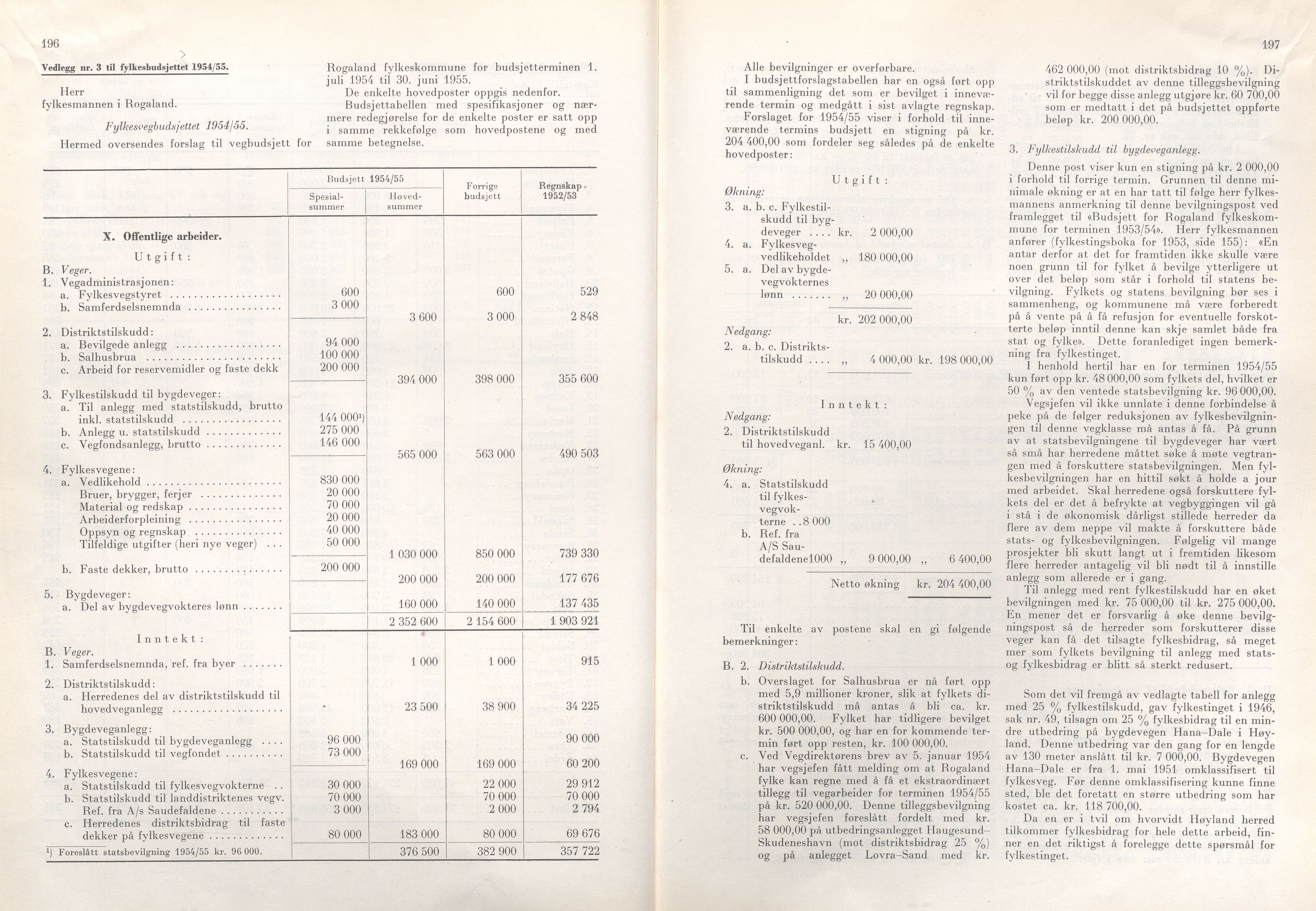 Rogaland fylkeskommune - Fylkesrådmannen , IKAR/A-900/A/Aa/Aaa/L0073: Møtebok , 1954, s. 196-197