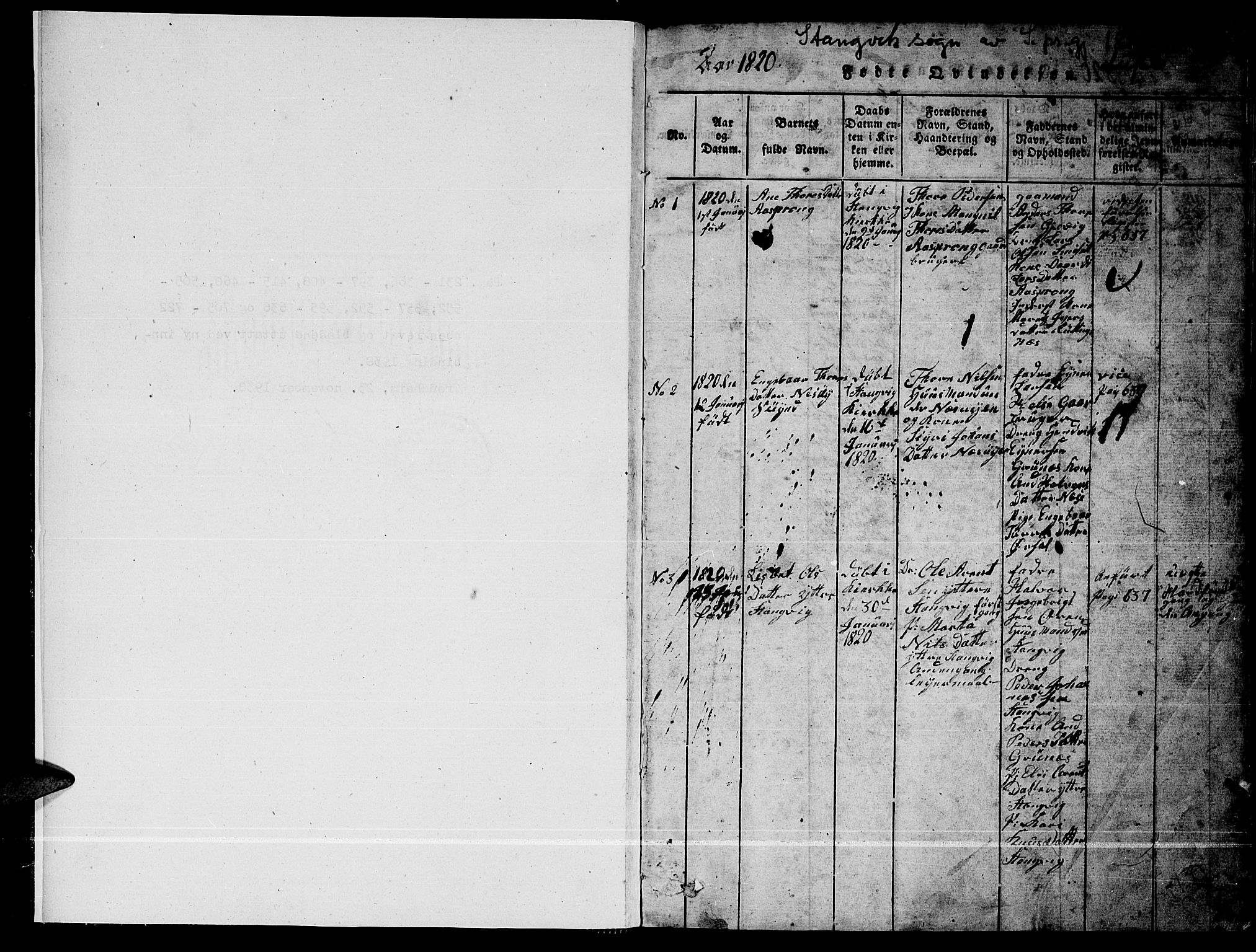 Ministerialprotokoller, klokkerbøker og fødselsregistre - Møre og Romsdal, SAT/A-1454/592/L1031: Klokkerbok nr. 592C01, 1820-1833, s. 1