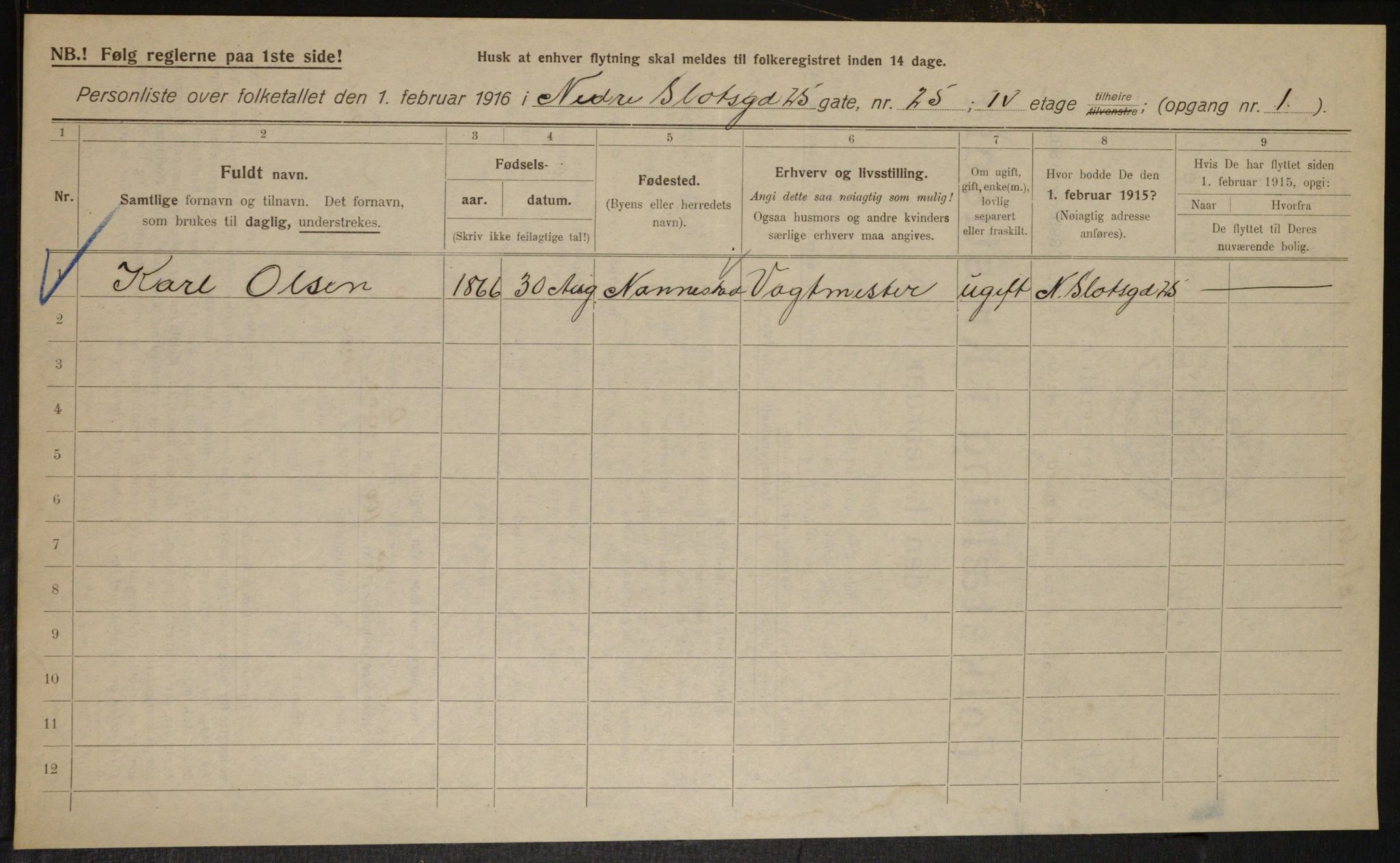 OBA, Kommunal folketelling 1.2.1916 for Kristiania, 1916, s. 71251