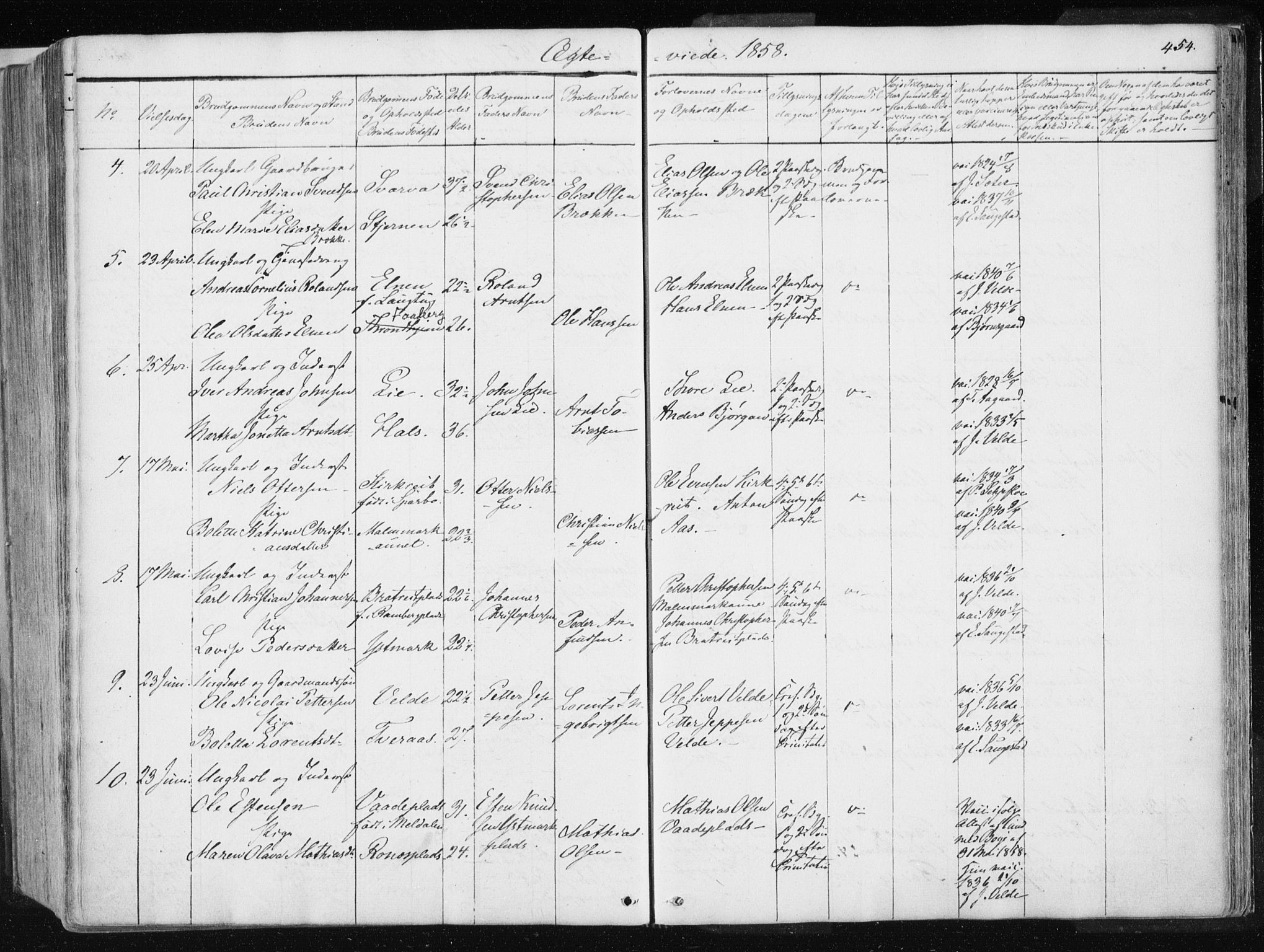 Ministerialprotokoller, klokkerbøker og fødselsregistre - Nord-Trøndelag, SAT/A-1458/741/L0393: Ministerialbok nr. 741A07, 1849-1863, s. 454