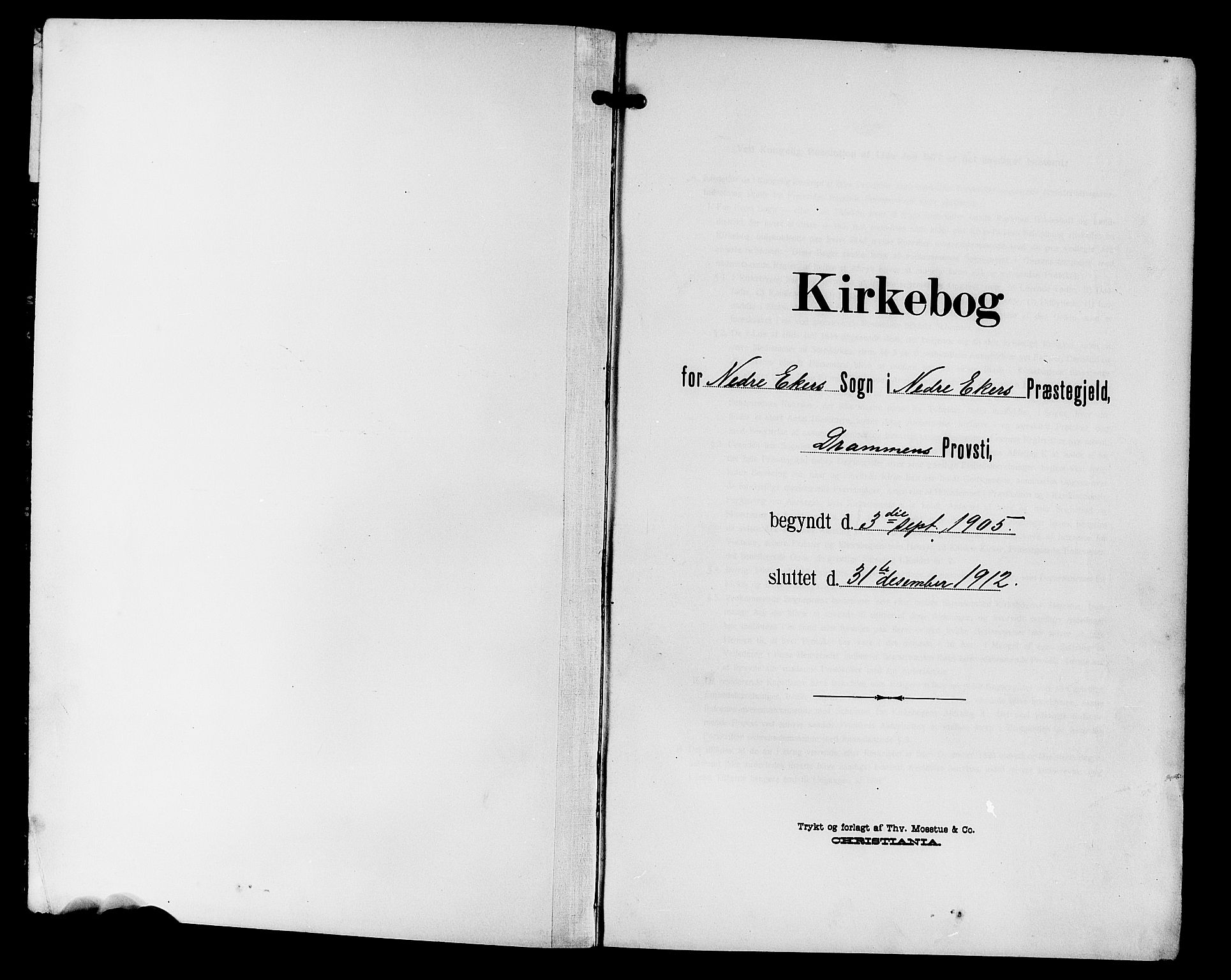 Nedre Eiker kirkebøker, SAKO/A-612/G/Ga/L0004: Klokkerbok nr. 4, 1905-1912