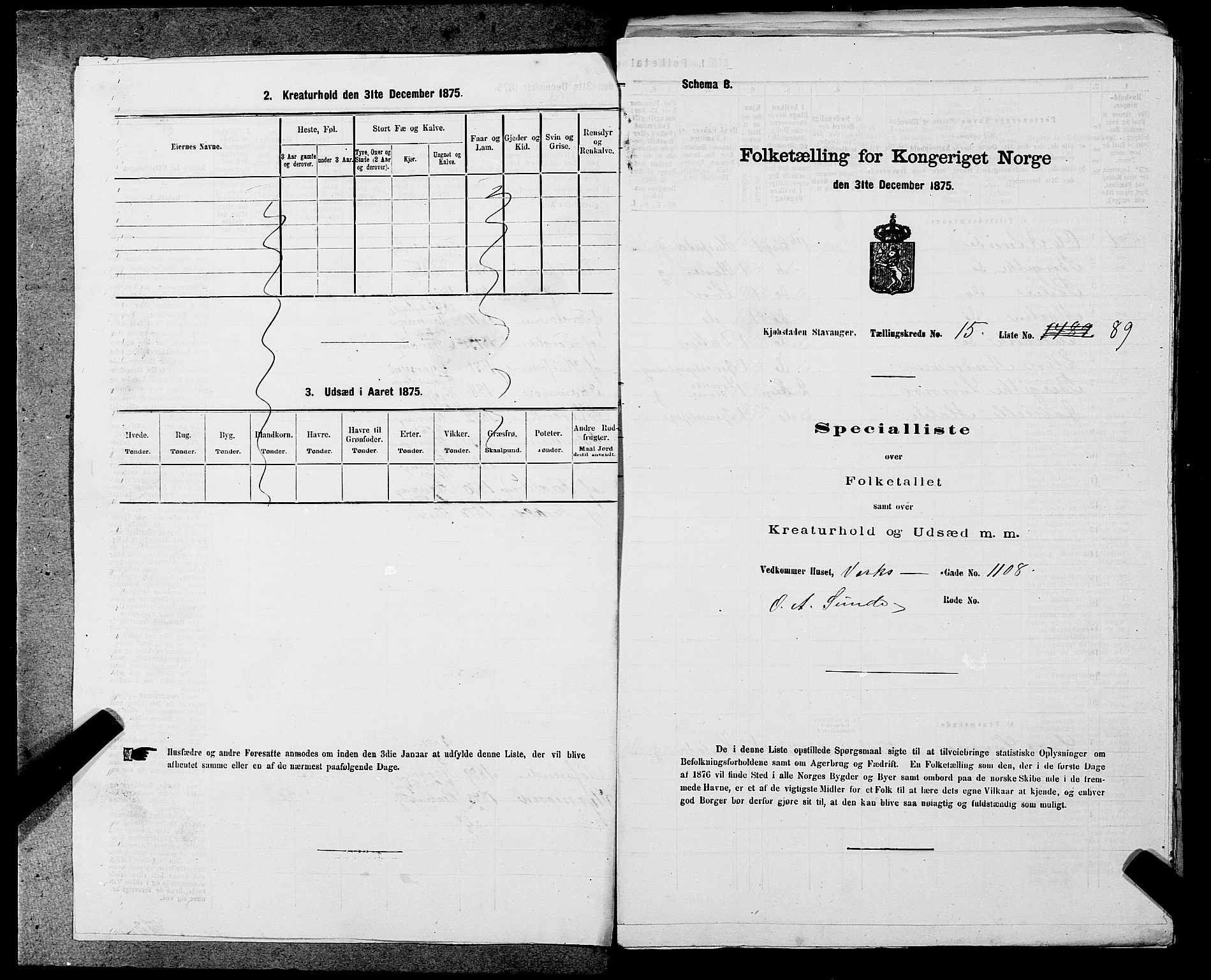 SAST, Folketelling 1875 for 1103 Stavanger kjøpstad, 1875, s. 2945