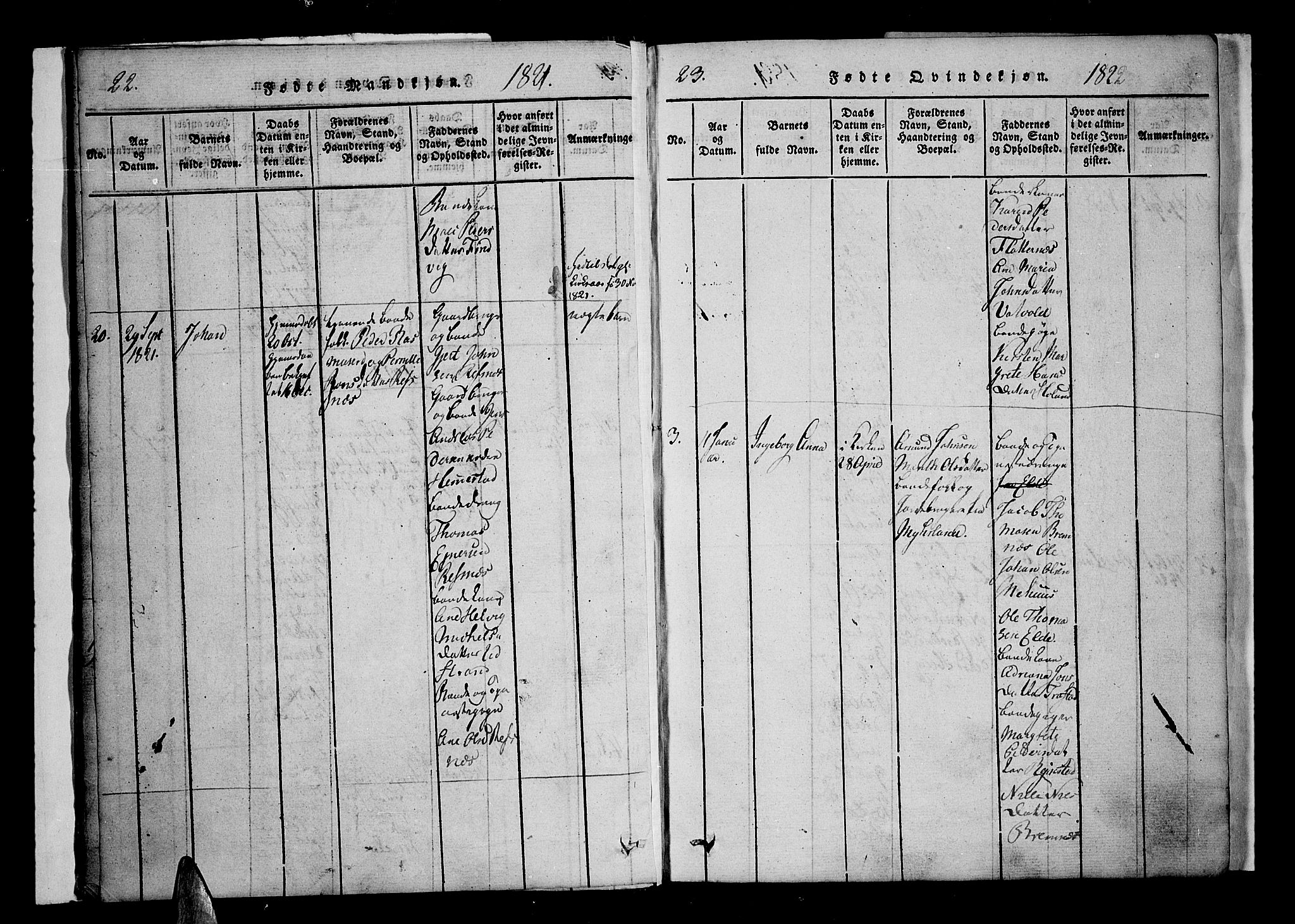 Kvæfjord sokneprestkontor, AV/SATØ-S-1323/G/Ga/Gaa/L0002kirke: Ministerialbok nr. 2, 1821-1830, s. 22-23