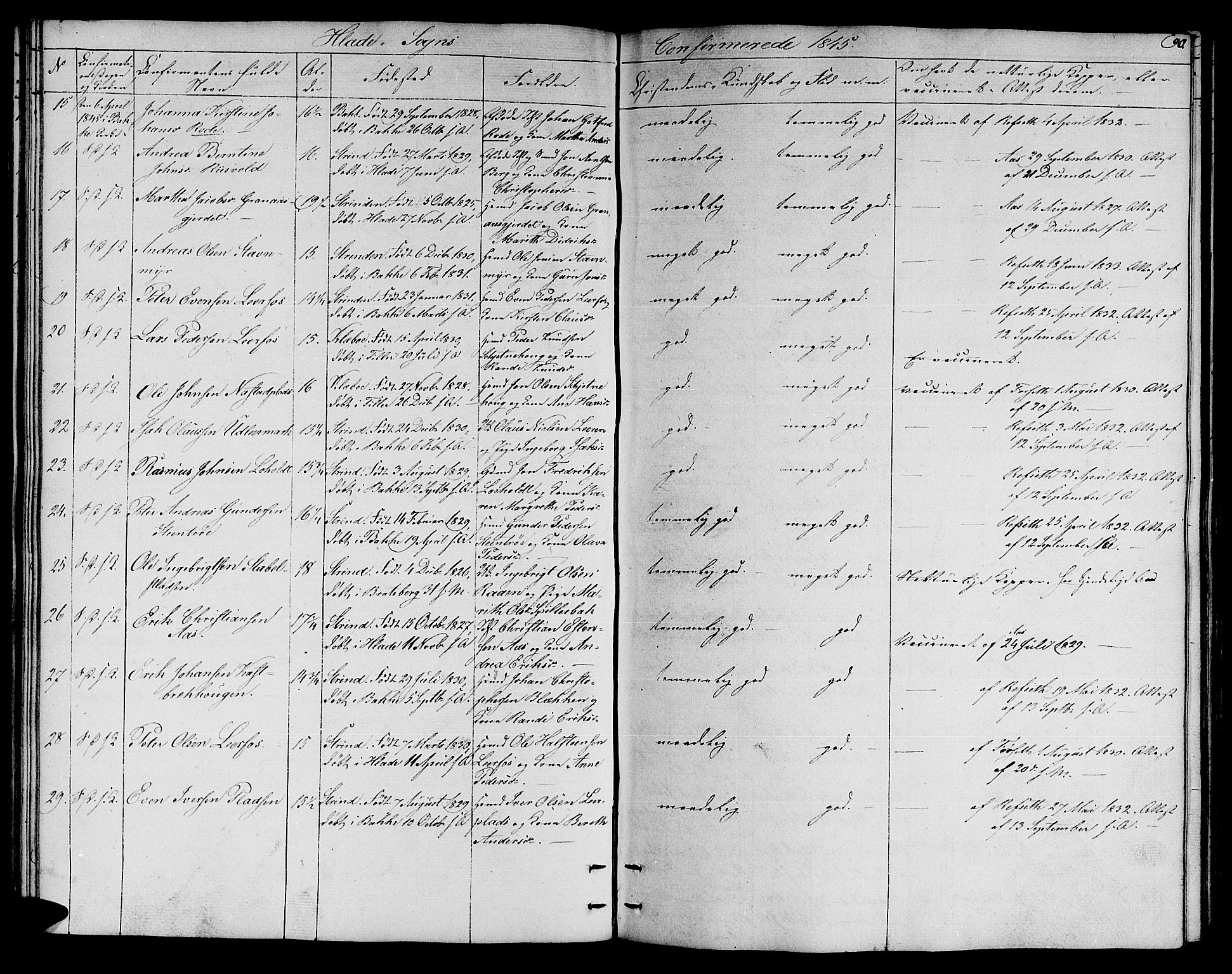 Ministerialprotokoller, klokkerbøker og fødselsregistre - Sør-Trøndelag, SAT/A-1456/606/L0309: Klokkerbok nr. 606C05, 1841-1849, s. 90
