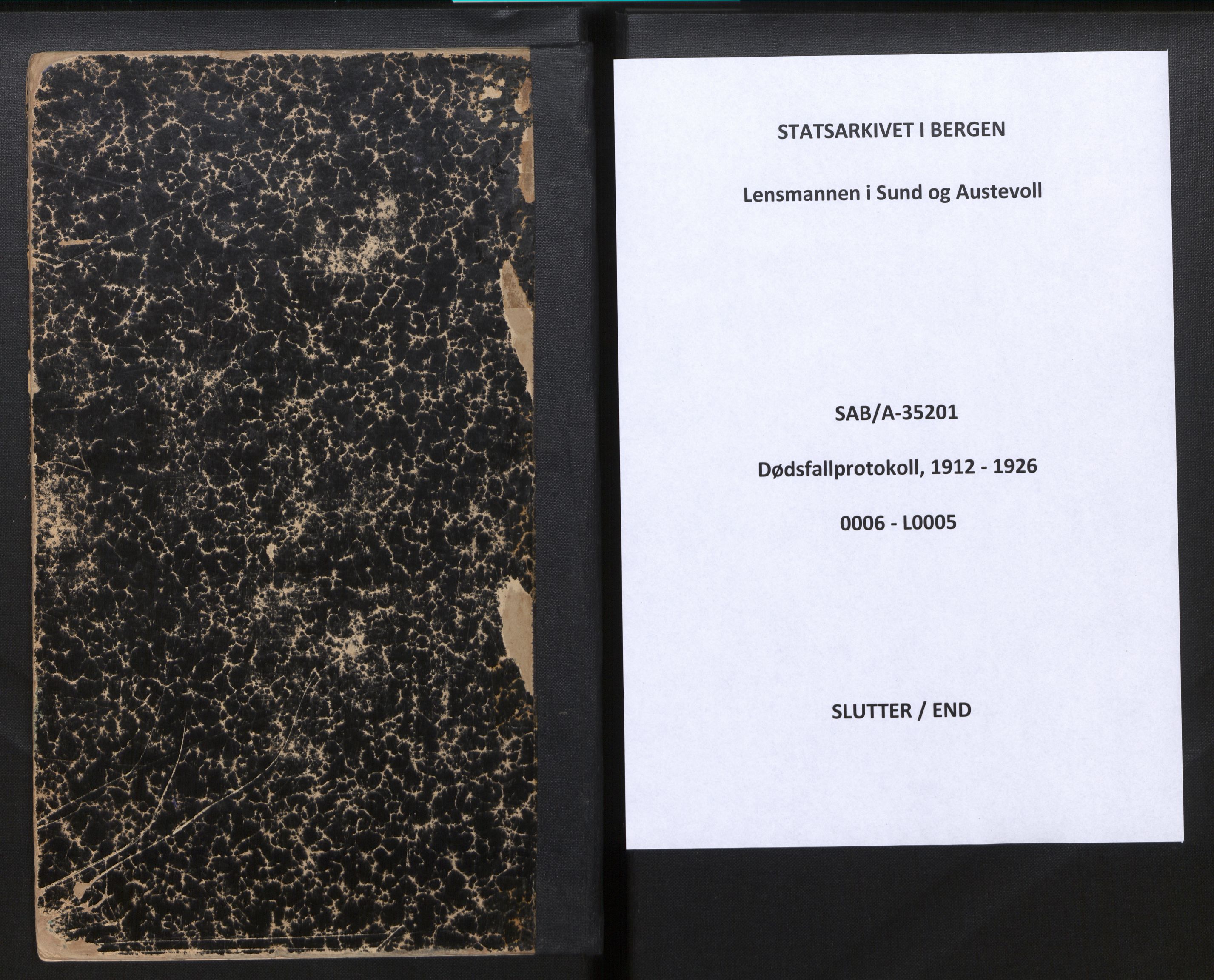 Lensmannen i Sund og Austevoll, AV/SAB-A-35201/0006/L0005: Dødsfallprotokoll - Austevoll, 1912-1926, s. 41