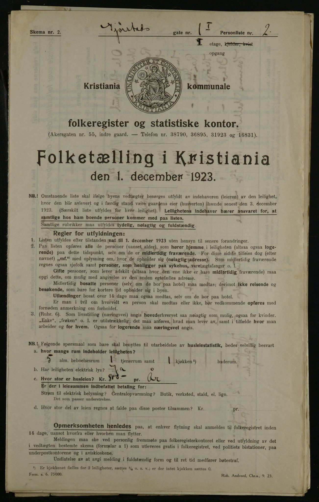 OBA, Kommunal folketelling 1.12.1923 for Kristiania, 1923, s. 33191