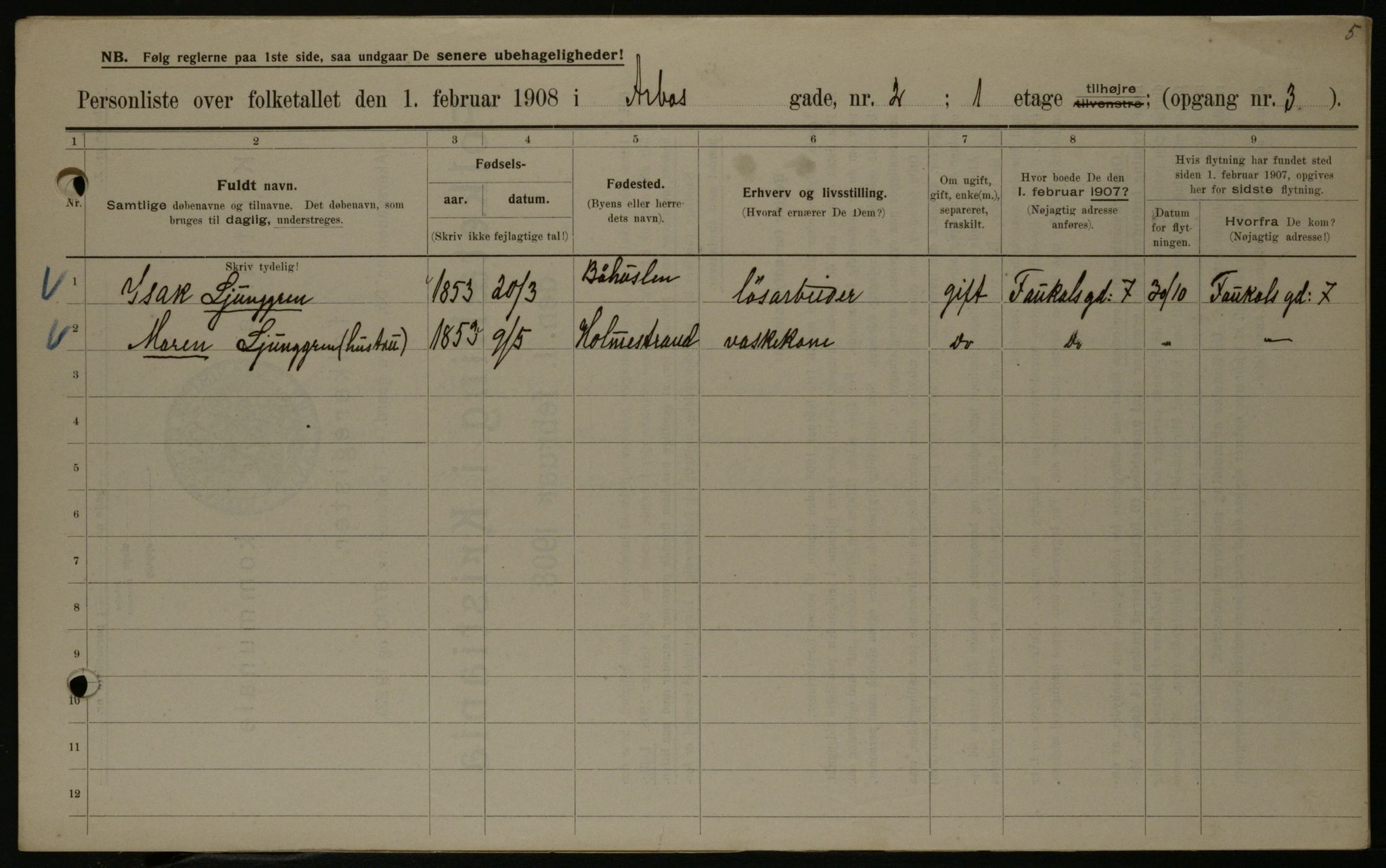OBA, Kommunal folketelling 1.2.1908 for Kristiania kjøpstad, 1908, s. 2037