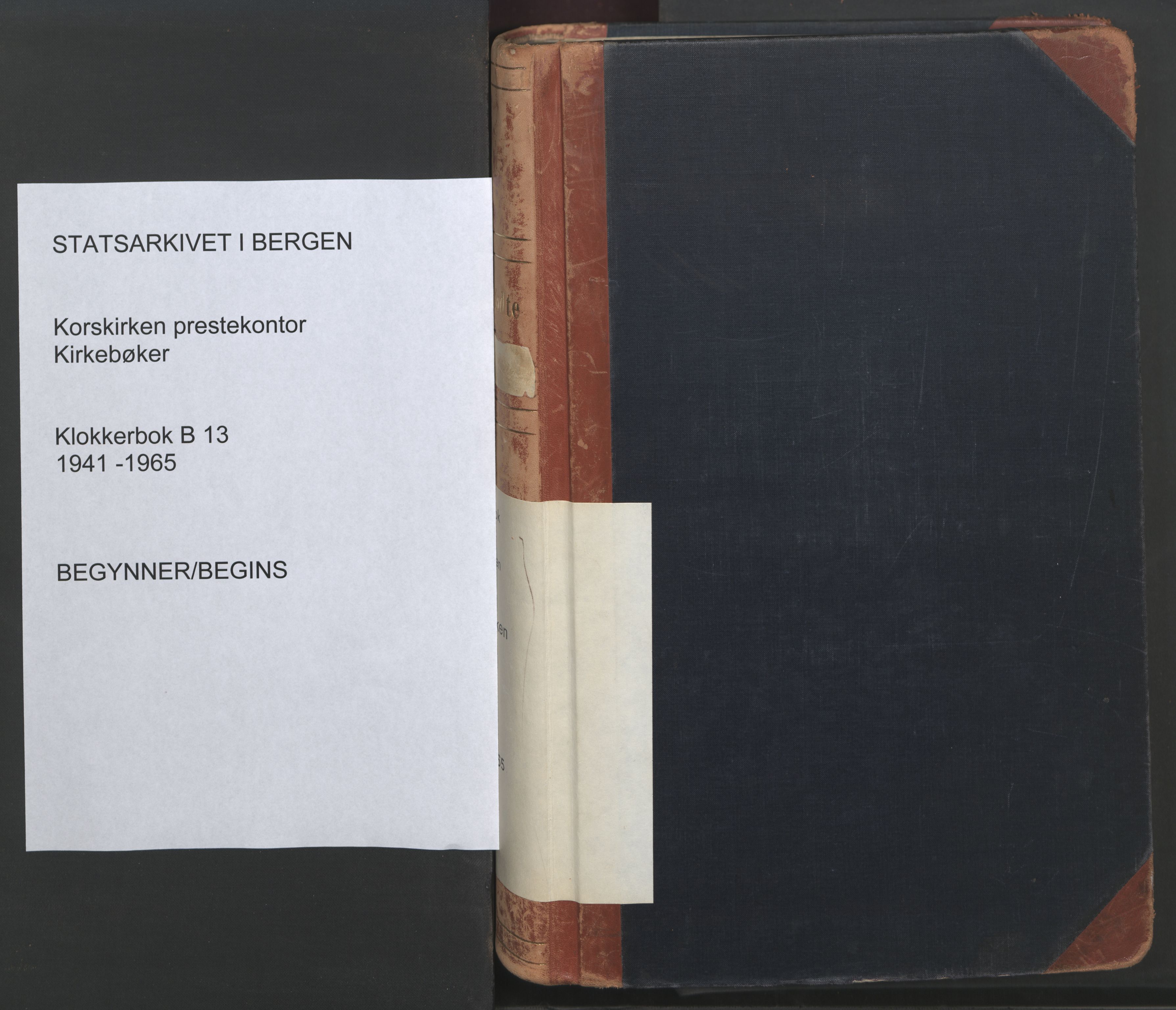 Korskirken sokneprestembete, SAB/A-76101/H/Hab: Klokkerbok nr. B 13, 1941-1965