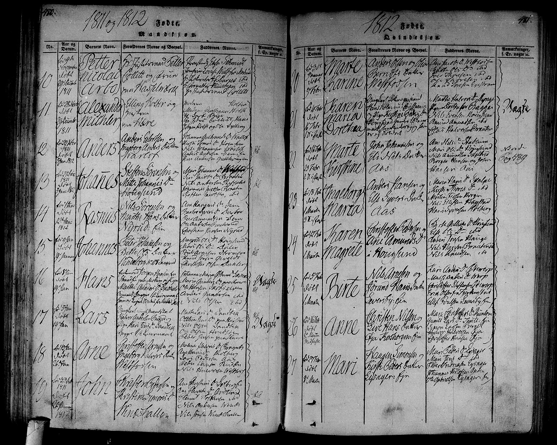 Eiker kirkebøker, AV/SAKO-A-4/F/Fa/L0010: Ministerialbok nr. I 10, 1806-1815, s. 480-481