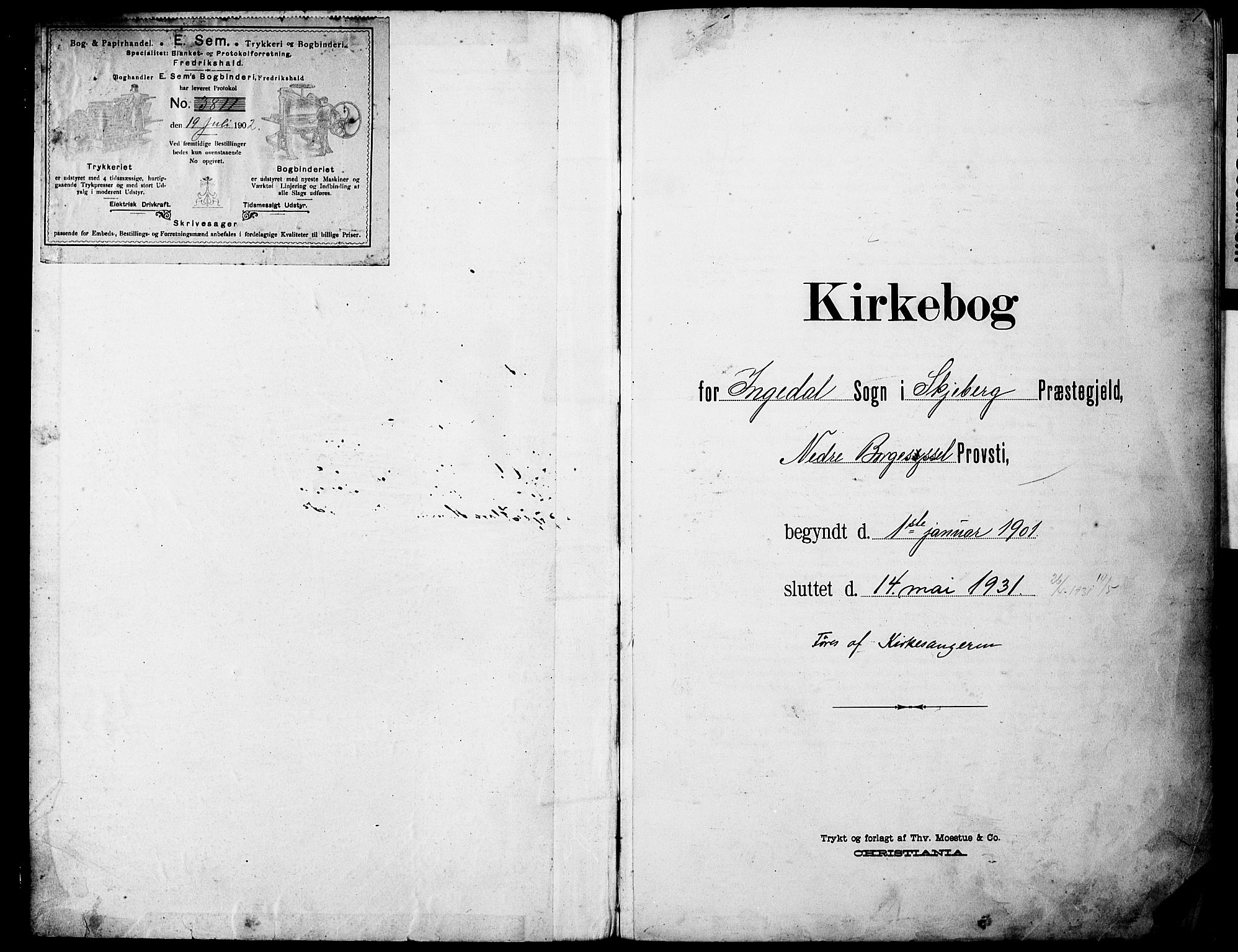 Skjeberg prestekontor Kirkebøker, SAO/A-10923/G/Ge/L0001: Klokkerbok nr. V 1, 1901-1931, s. 1