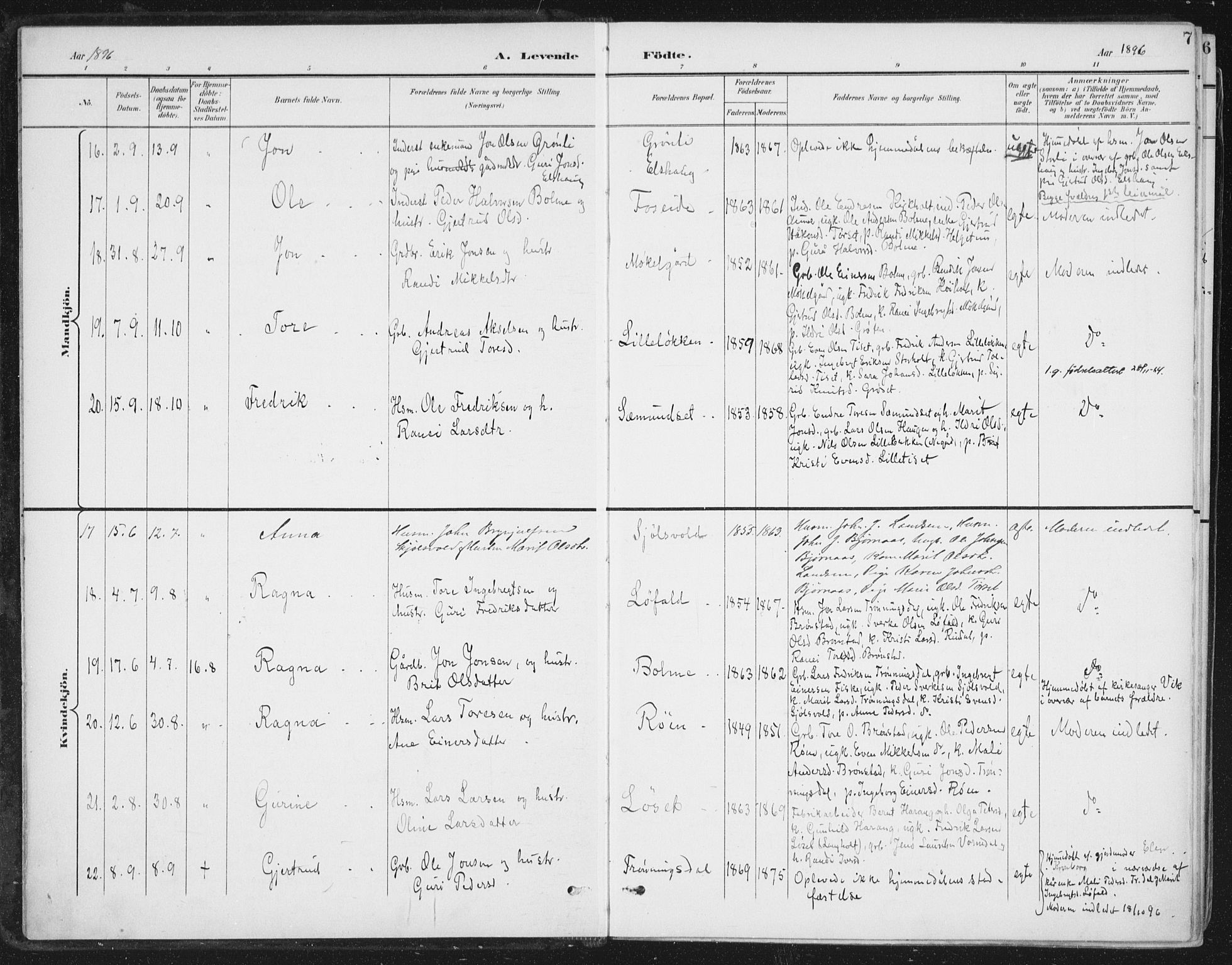 Ministerialprotokoller, klokkerbøker og fødselsregistre - Møre og Romsdal, AV/SAT-A-1454/598/L1072: Ministerialbok nr. 598A06, 1896-1910, s. 7