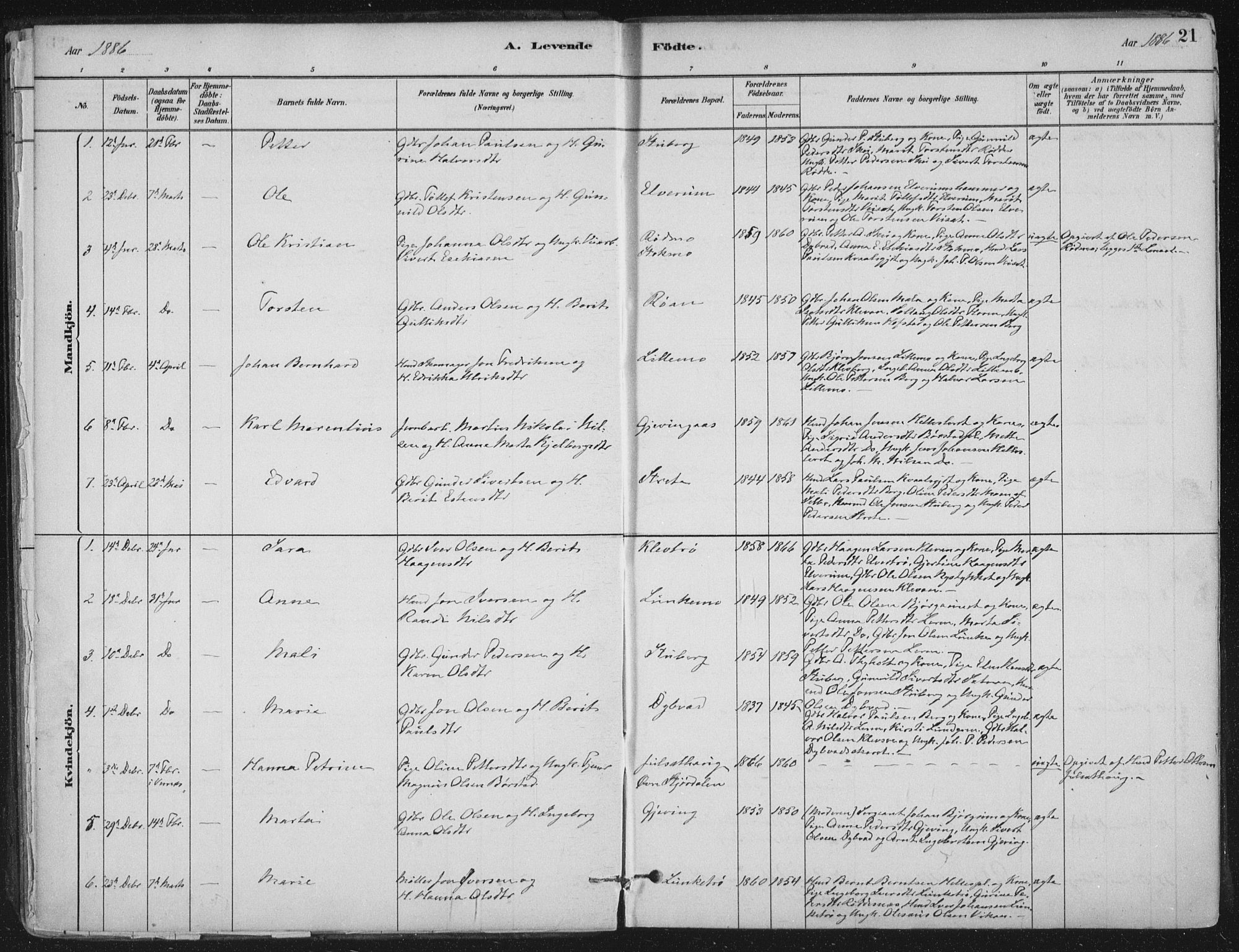 Ministerialprotokoller, klokkerbøker og fødselsregistre - Nord-Trøndelag, SAT/A-1458/710/L0095: Ministerialbok nr. 710A01, 1880-1914, s. 21