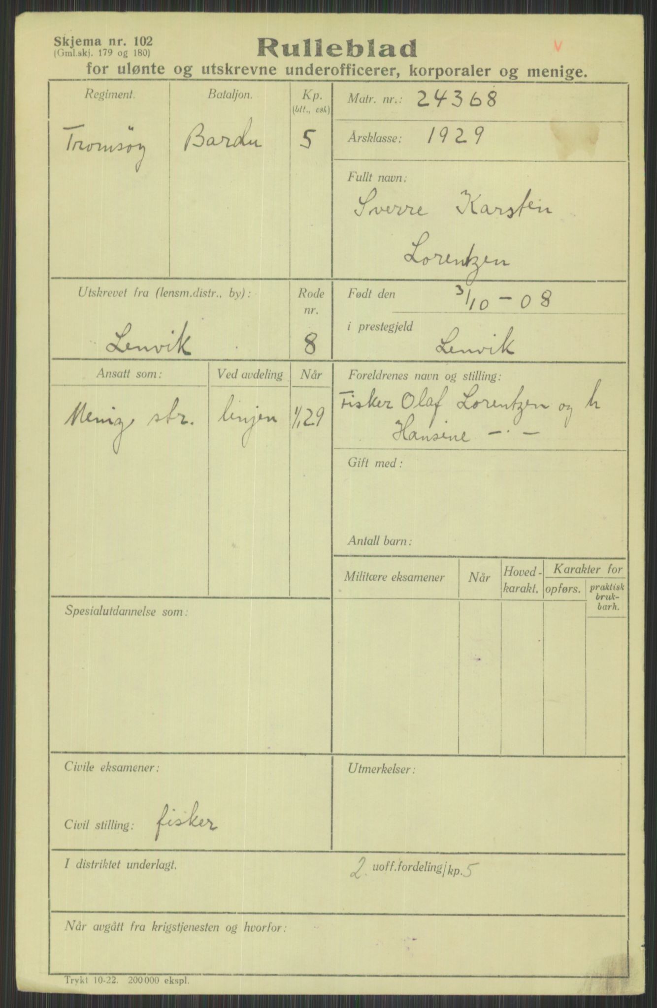 Forsvaret, Troms infanteriregiment nr. 16, AV/RA-RAFA-3146/P/Pa/L0013/0004: Rulleblad / Rulleblad for regimentets menige mannskaper, årsklasse 1929, 1929, s. 735