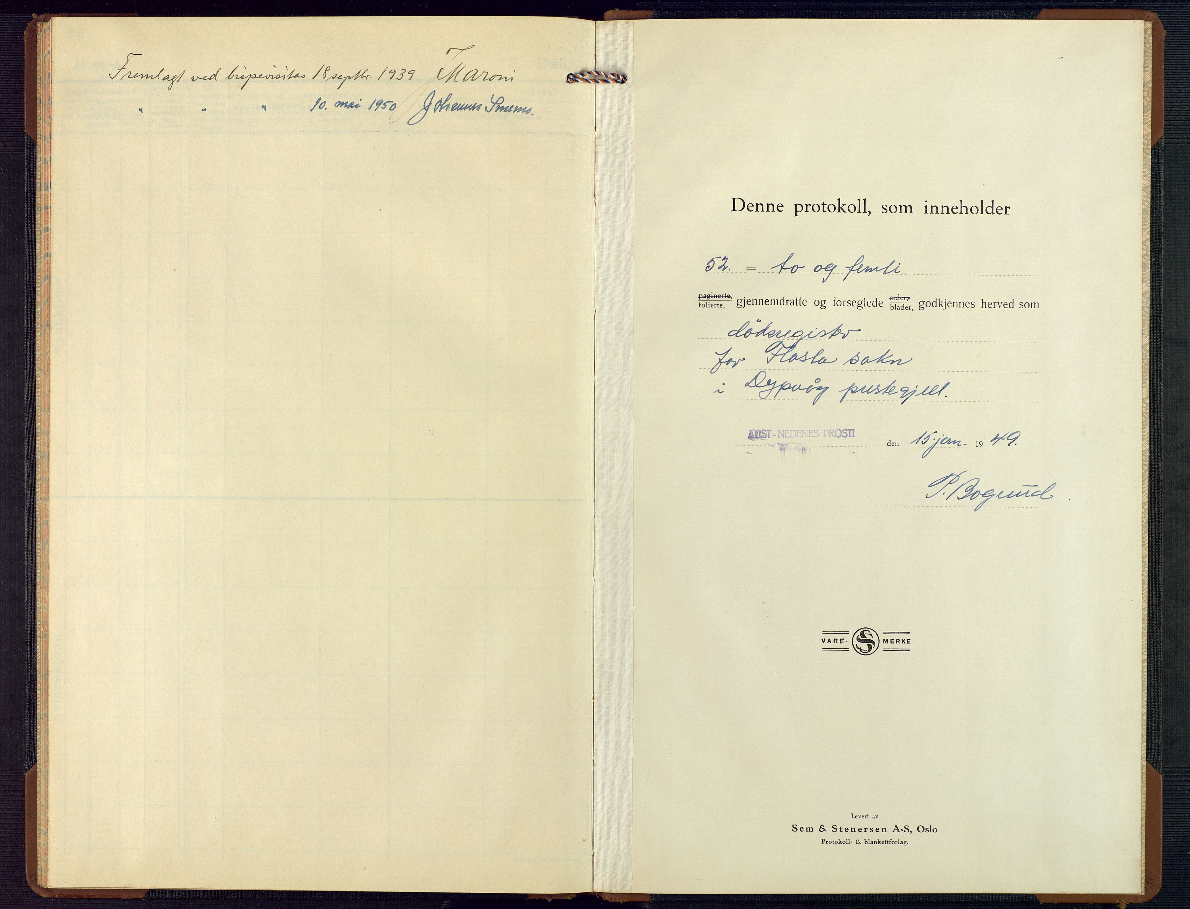 Dypvåg sokneprestkontor, AV/SAK-1111-0007/F/Fb/Fbb/L0007: Klokkerbok nr. B 7, 1938-1949