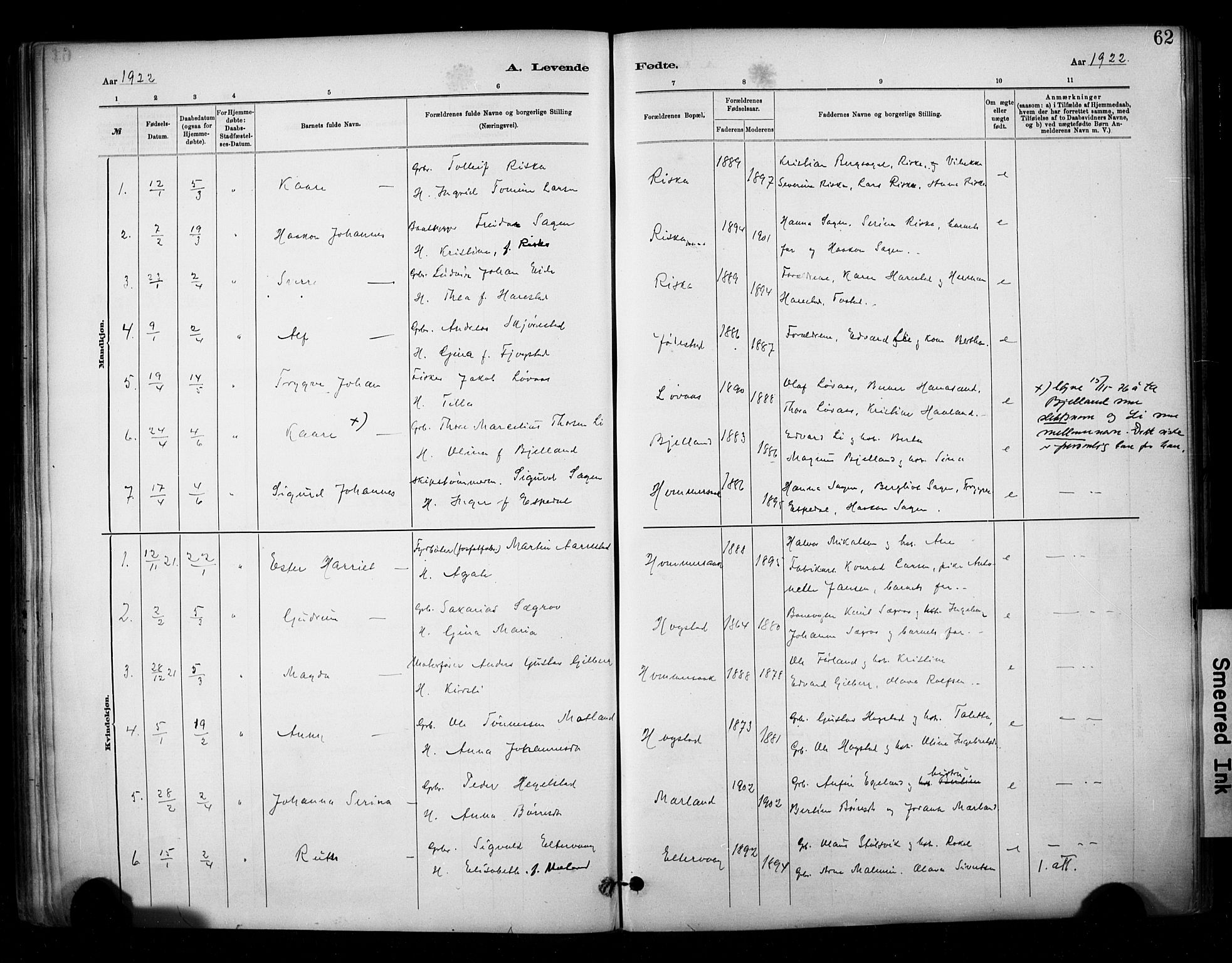 Hetland sokneprestkontor, SAST/A-101826/30/30BA/L0010: Ministerialbok nr. A 10, 1882-1925, s. 62