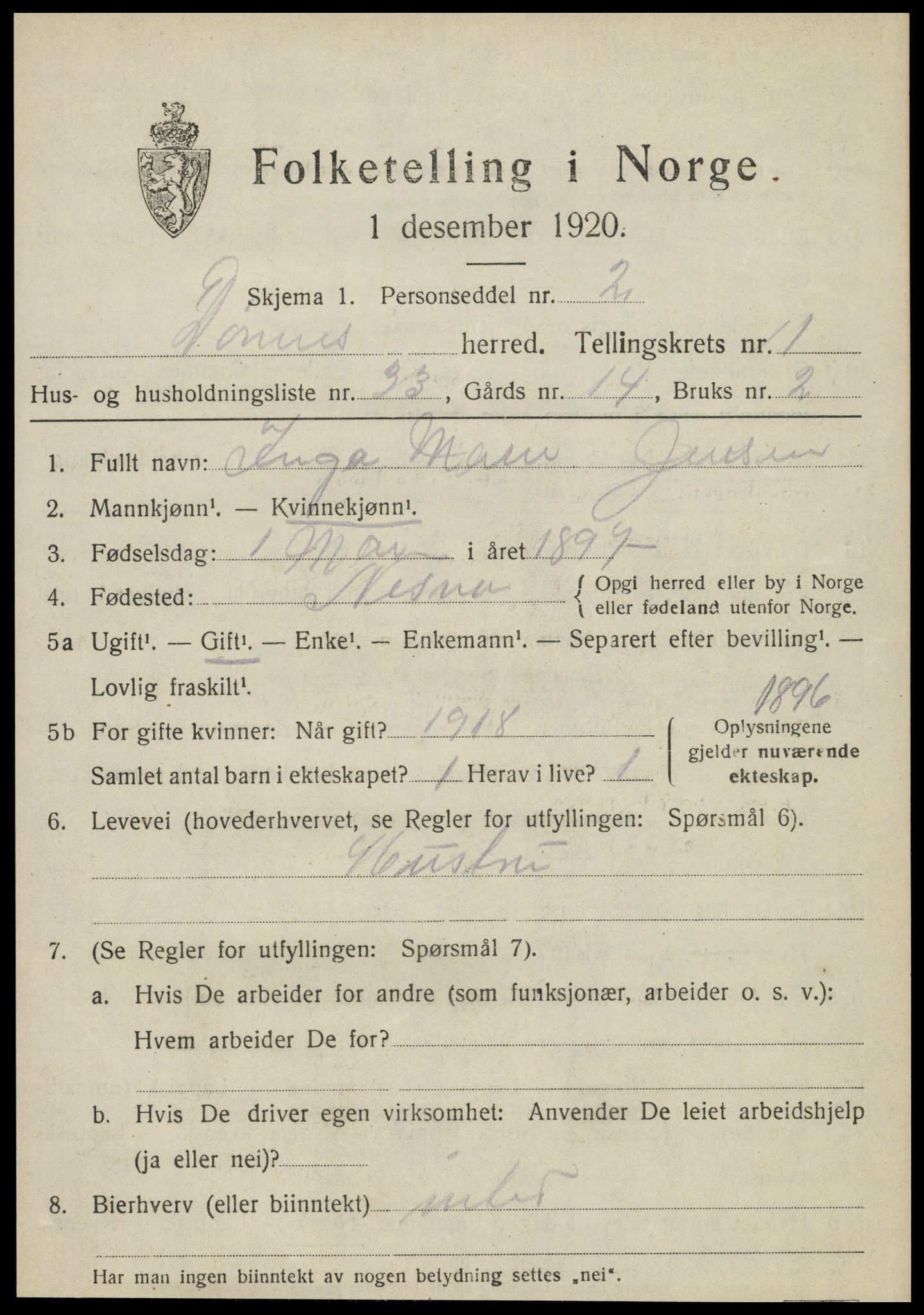 SAT, Folketelling 1920 for 1827 Dønnes herred, 1920, s. 958