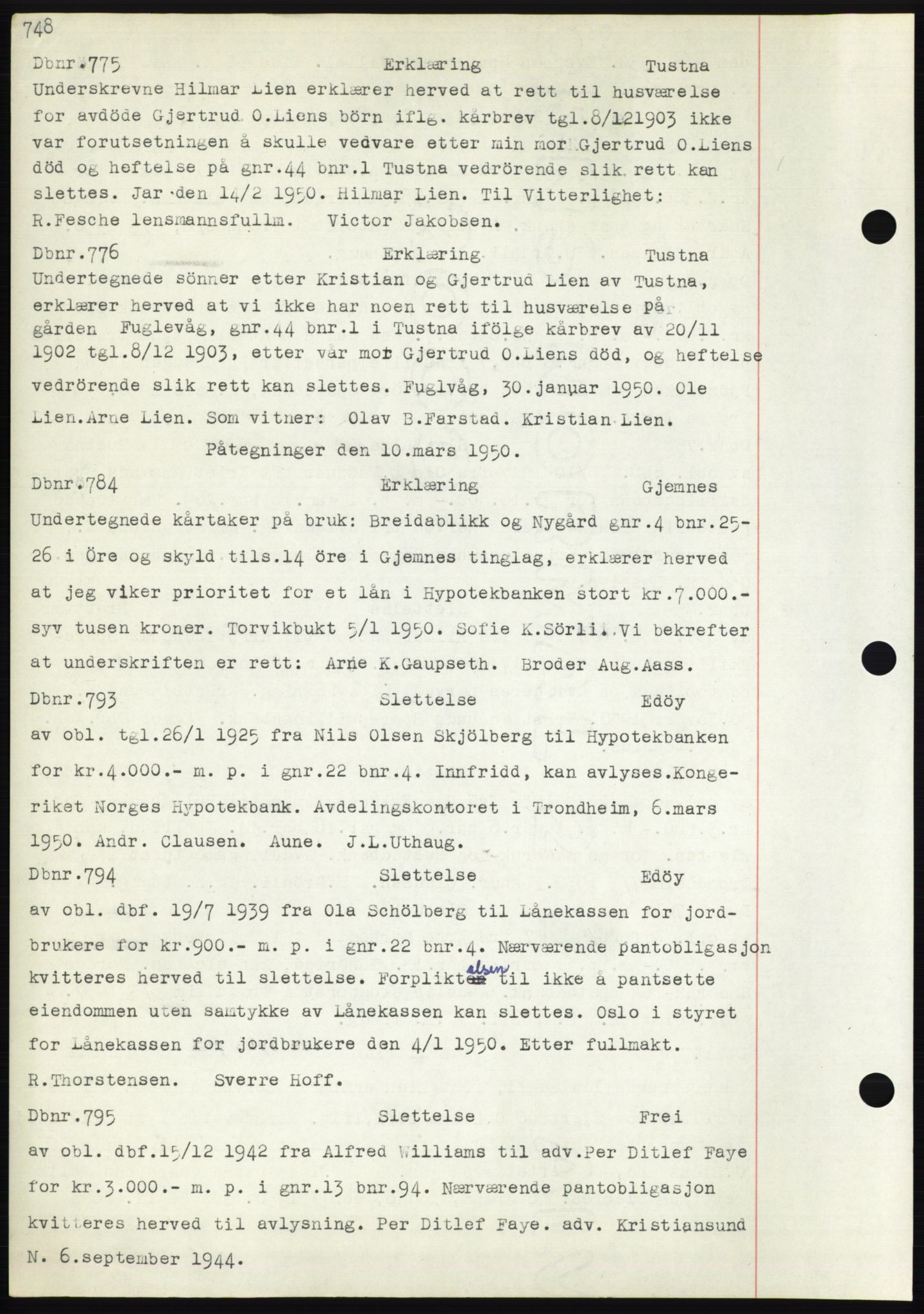 Nordmøre sorenskriveri, SAT/A-4132/1/2/2Ca: Pantebok nr. C82b, 1946-1951, Dagboknr: 775/1950