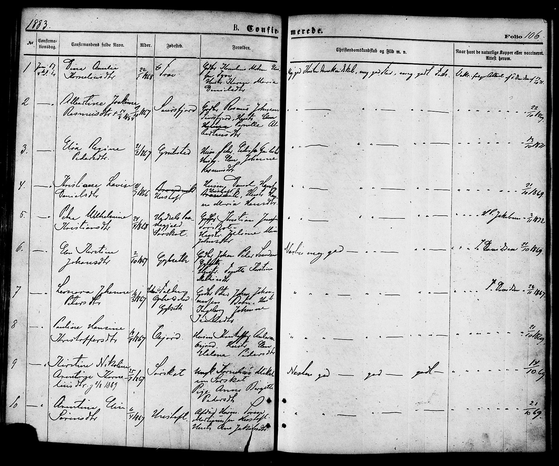 Ministerialprotokoller, klokkerbøker og fødselsregistre - Nordland, AV/SAT-A-1459/857/L0821: Ministerialbok nr. 857A01, 1875-1889, s. 106