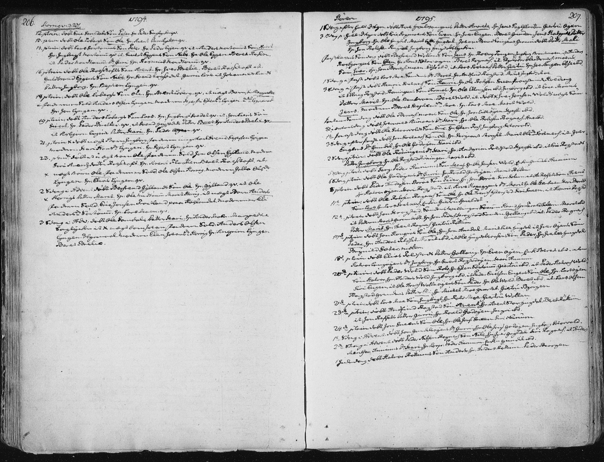 Ministerialprotokoller, klokkerbøker og fødselsregistre - Sør-Trøndelag, AV/SAT-A-1456/687/L0992: Ministerialbok nr. 687A03 /1, 1788-1815, s. 206-207