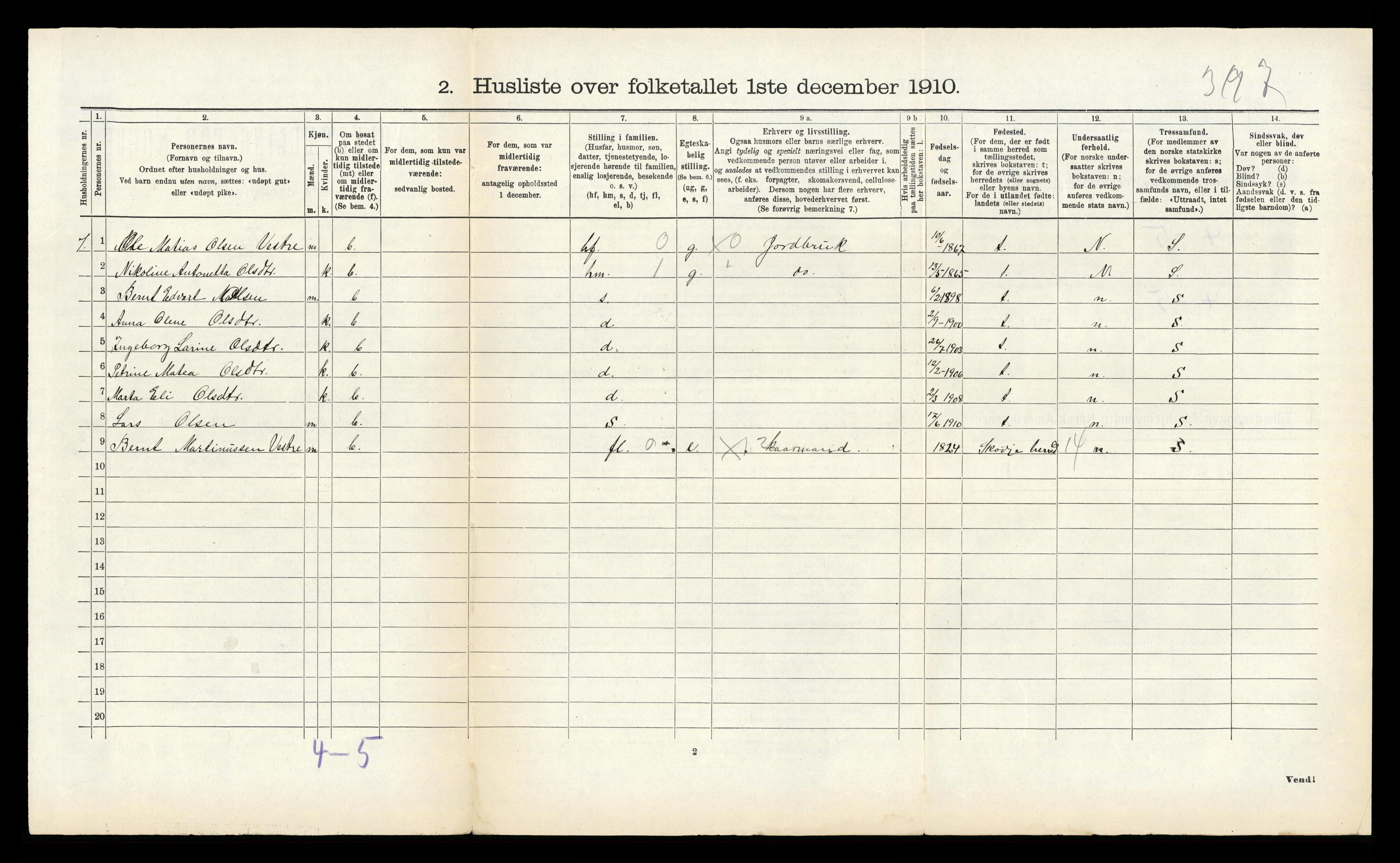 RA, Folketelling 1910 for 1530 Vatne herred, 1910, s. 284