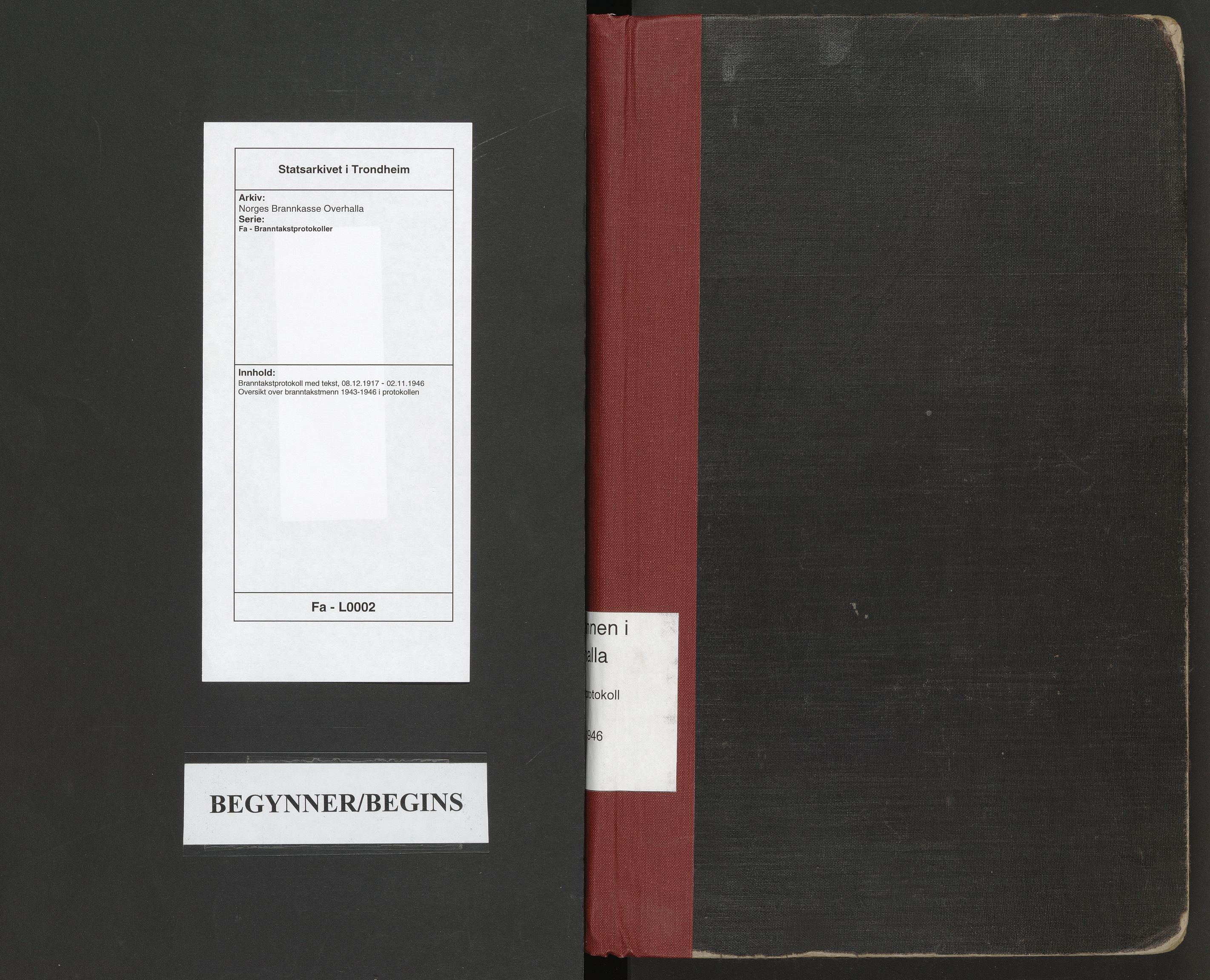 Norges Brannkasse Overhalla, SAT/A-5556/Fa/L0002: Branntakstprotokoll med tekst, 1917-1946