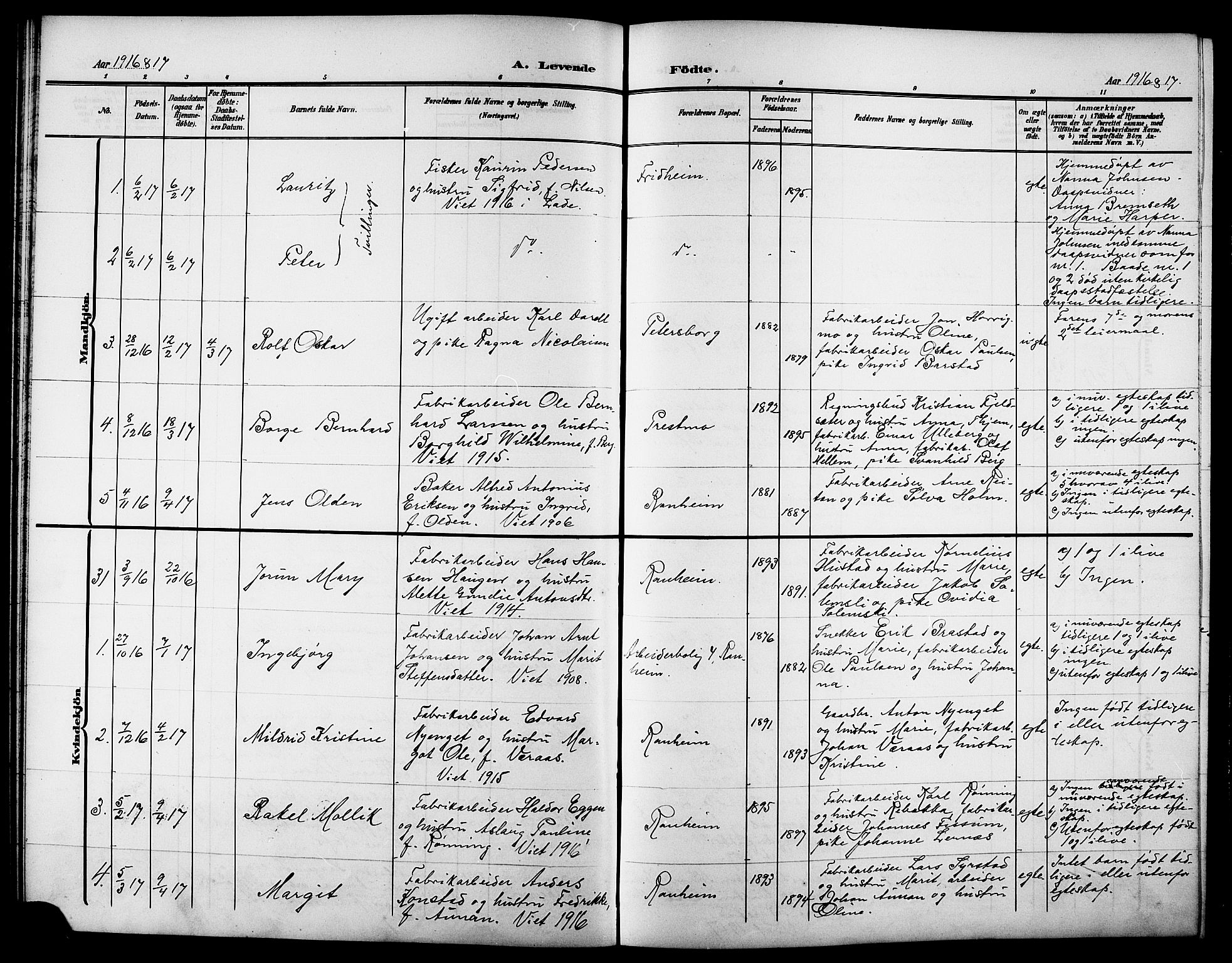 Ministerialprotokoller, klokkerbøker og fødselsregistre - Sør-Trøndelag, AV/SAT-A-1456/615/L0400: Klokkerbok nr. 615C01, 1905-1921