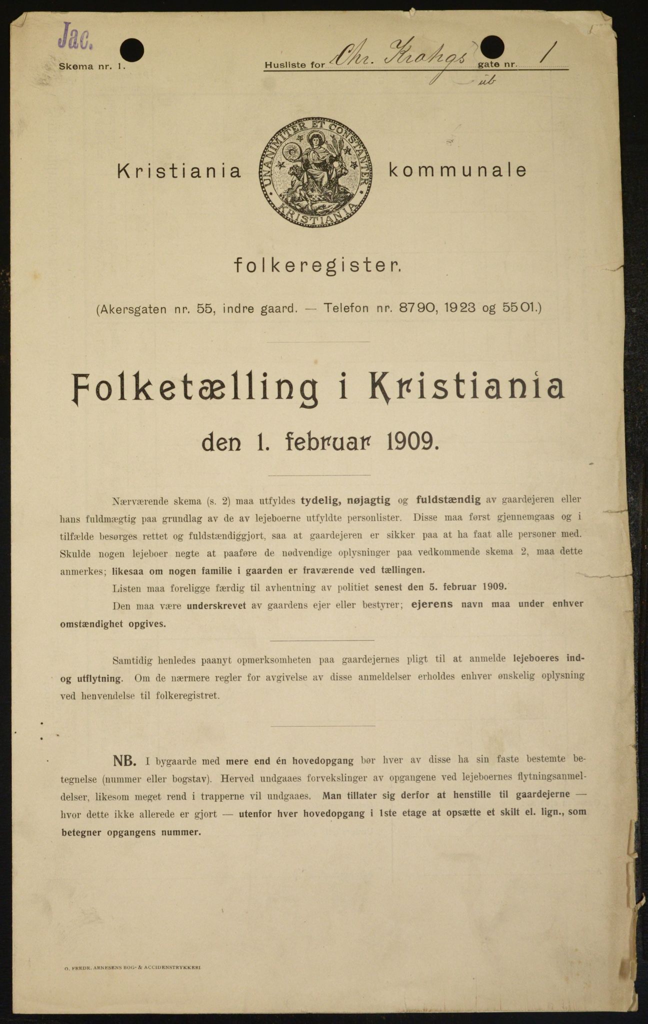 OBA, Kommunal folketelling 1.2.1909 for Kristiania kjøpstad, 1909, s. 10584