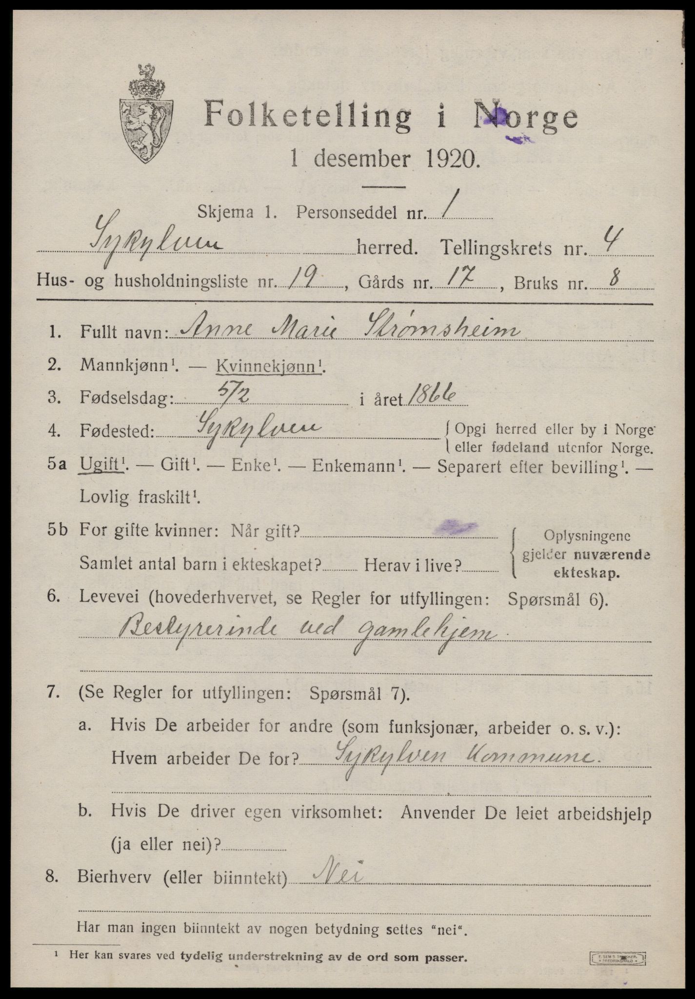 SAT, Folketelling 1920 for 1528 Sykkylven herred, 1920, s. 3017