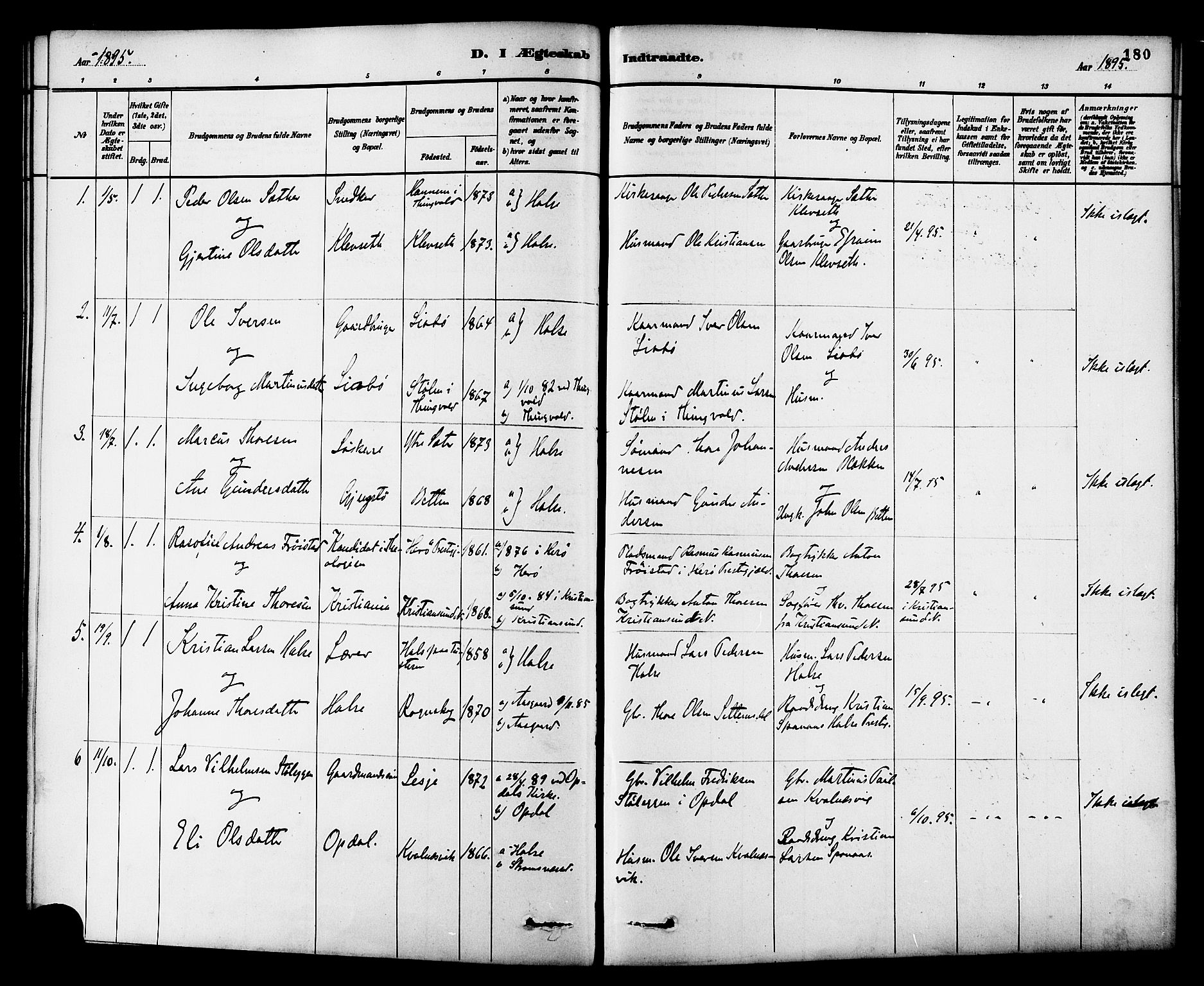 Ministerialprotokoller, klokkerbøker og fødselsregistre - Møre og Romsdal, AV/SAT-A-1454/576/L0885: Ministerialbok nr. 576A03, 1880-1898, s. 180
