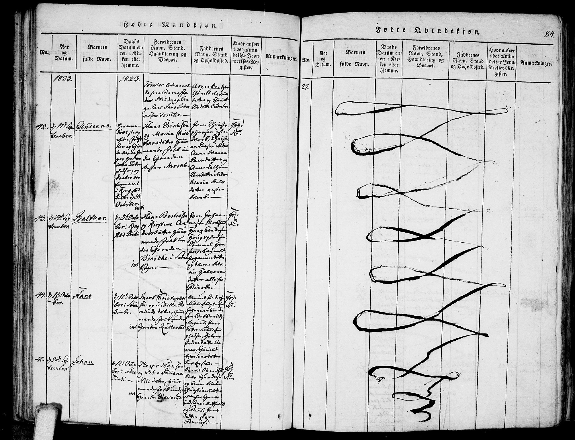 Kråkstad prestekontor Kirkebøker, AV/SAO-A-10125a/F/Fa/L0003: Ministerialbok nr. I 3, 1813-1824, s. 84