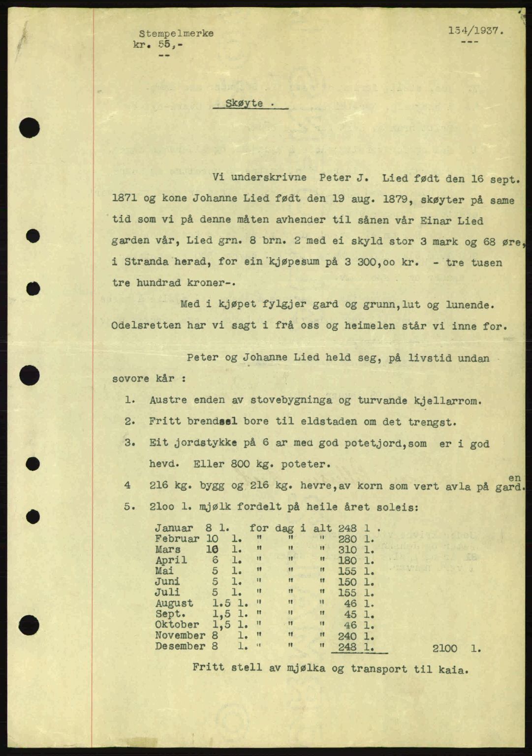 Nordre Sunnmøre sorenskriveri, SAT/A-0006/1/2/2C/2Ca: Pantebok nr. A2, 1936-1937, Dagboknr: 154/1937