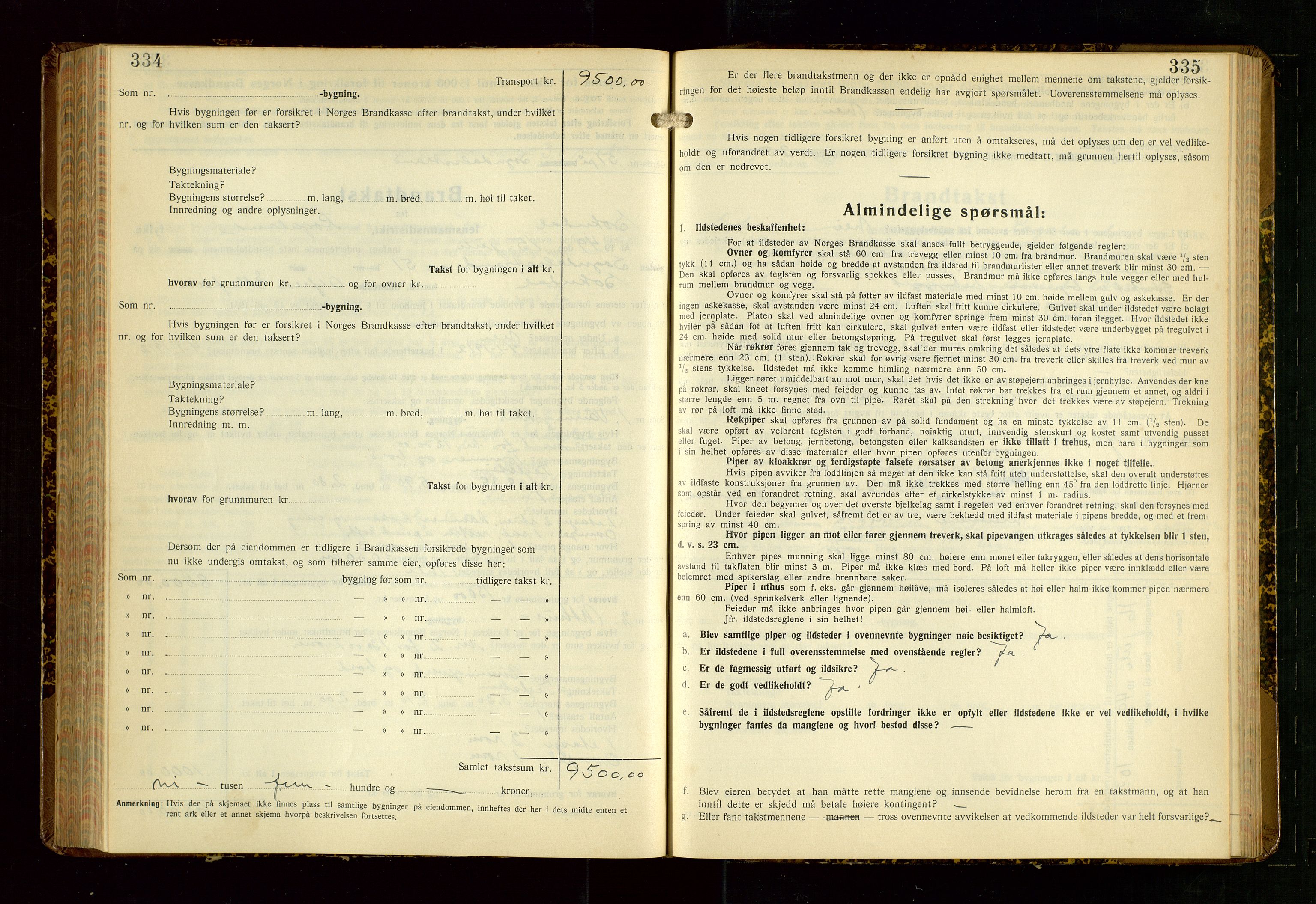 Sokndal lensmannskontor, AV/SAST-A-100417/Gob/L0008: "Brandtakst-Protokoll", 1937-1955, s. 334-335