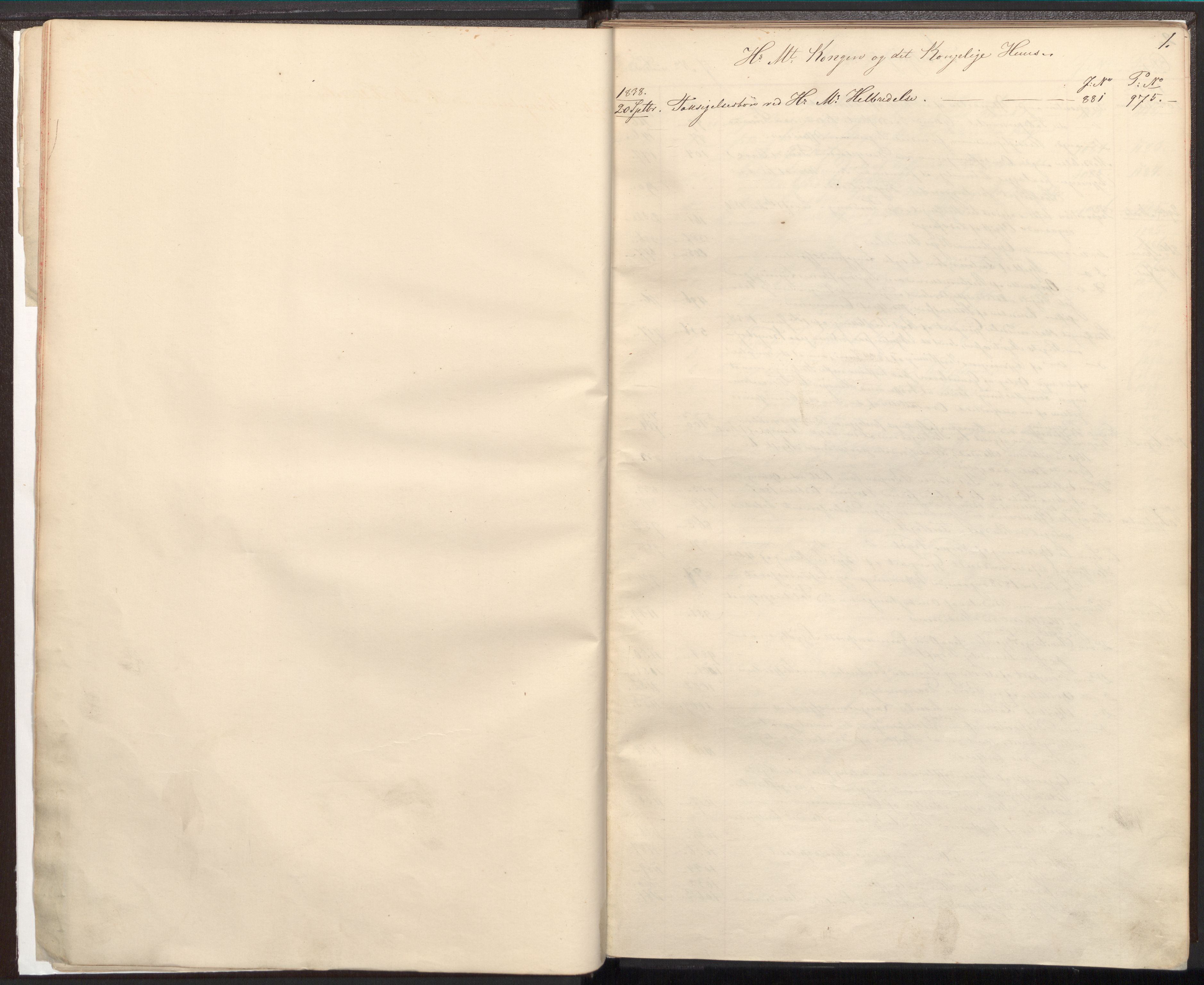 Statsrådsavdelingen i Stockholm, RA/S-1003/C/Ca/L0007: Det norske Statsraads Journal- og Hovedprotokollregister, 1838-1841, s. 1