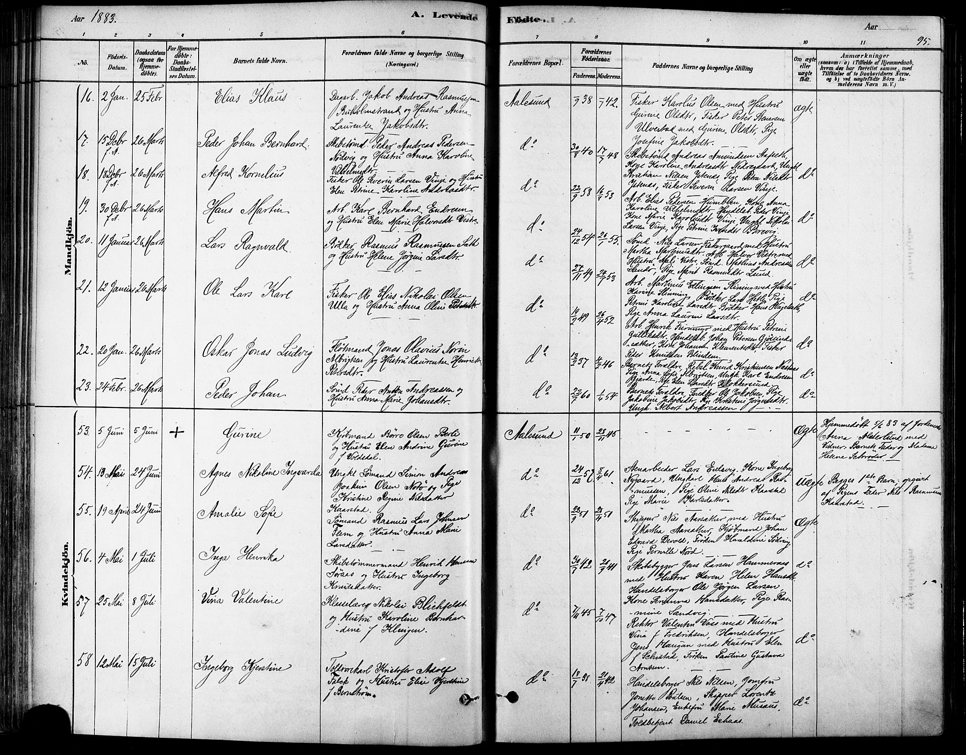 Ministerialprotokoller, klokkerbøker og fødselsregistre - Møre og Romsdal, AV/SAT-A-1454/529/L0454: Ministerialbok nr. 529A04, 1878-1885, s. 95