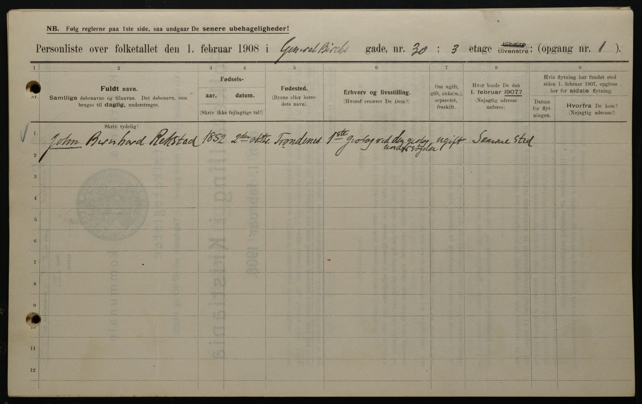 OBA, Kommunal folketelling 1.2.1908 for Kristiania kjøpstad, 1908, s. 26197