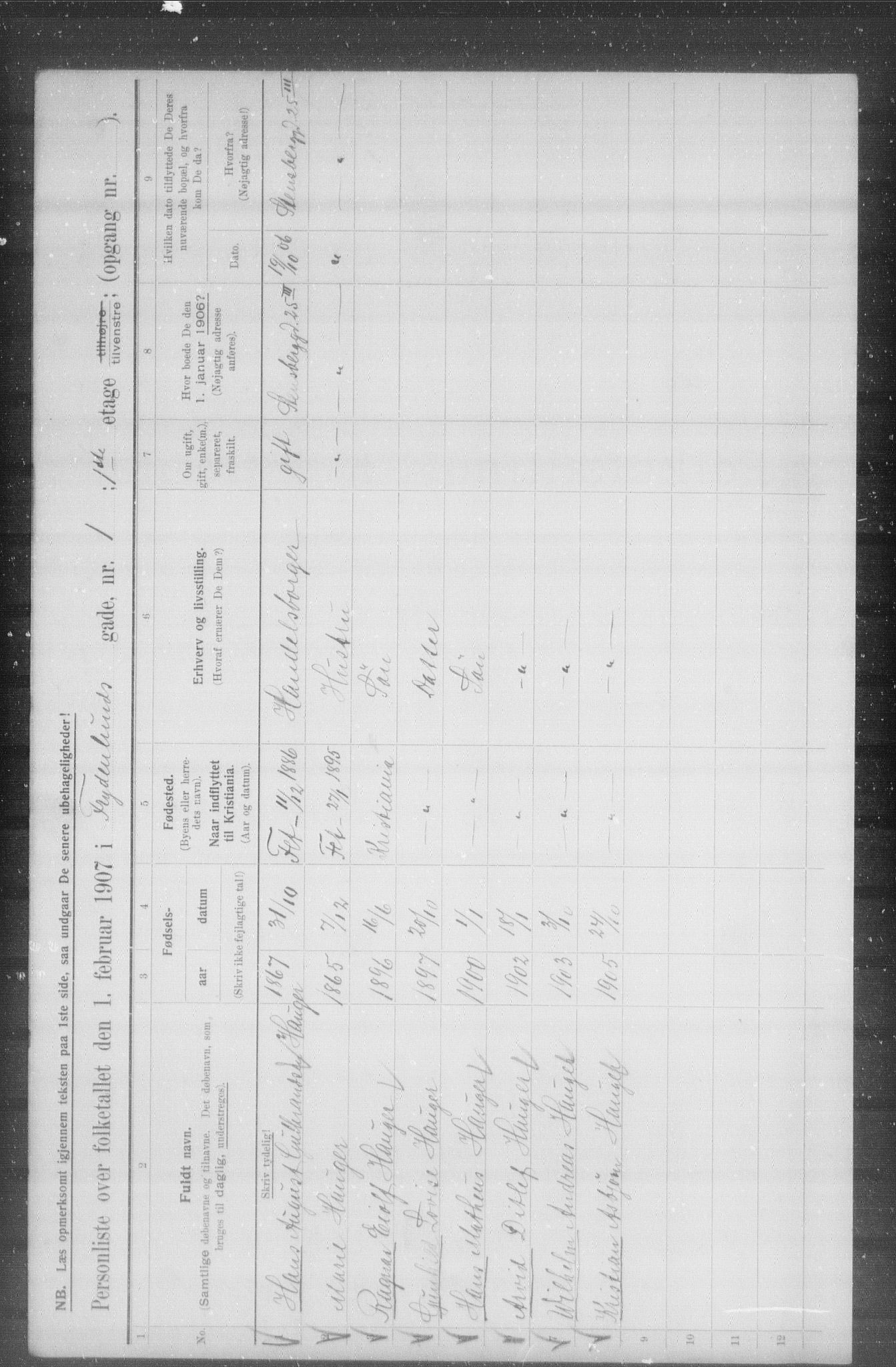 OBA, Kommunal folketelling 1.2.1907 for Kristiania kjøpstad, 1907, s. 14202