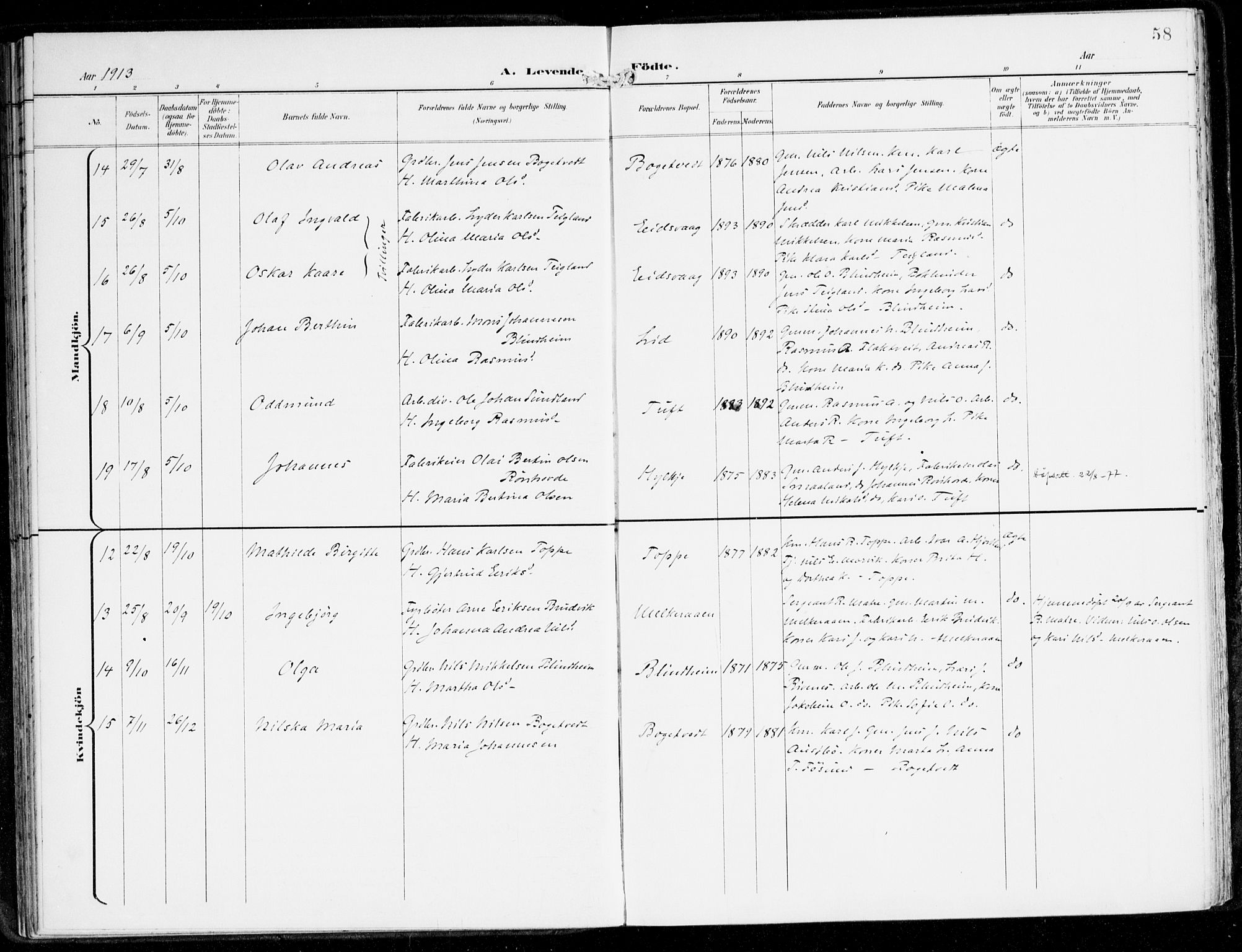 Hamre sokneprestembete, AV/SAB-A-75501/H/Ha/Haa/Haad/L0002: Ministerialbok nr. D 2, 1899-1916, s. 58