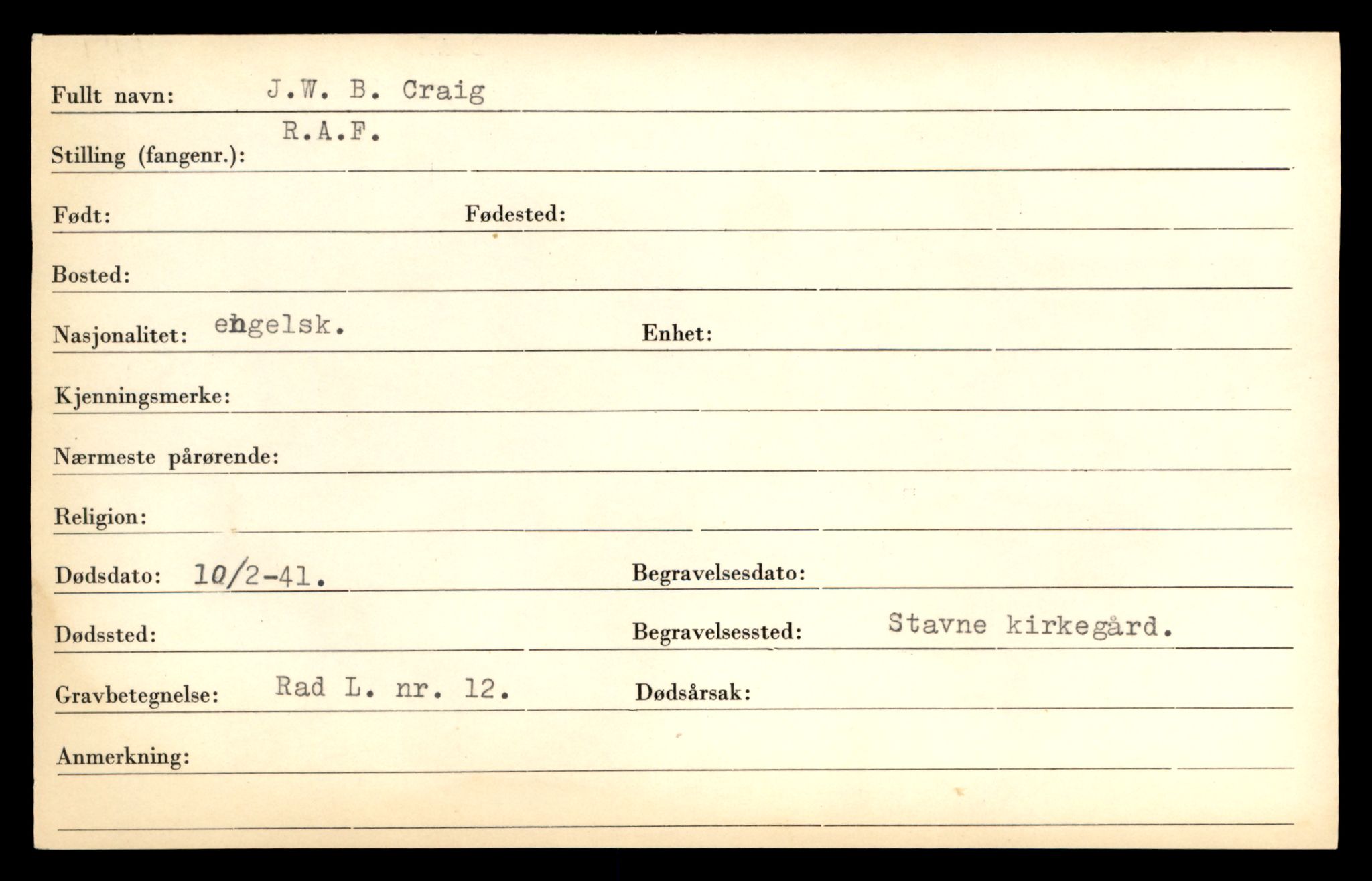 Distriktskontoret for krigsgraver, AV/SAT-A-5030/E/L0005: Kasett/kartotek over falne Britiske og tyske solater, samt andre nasjoners krigsgraver, 1945, s. 1963