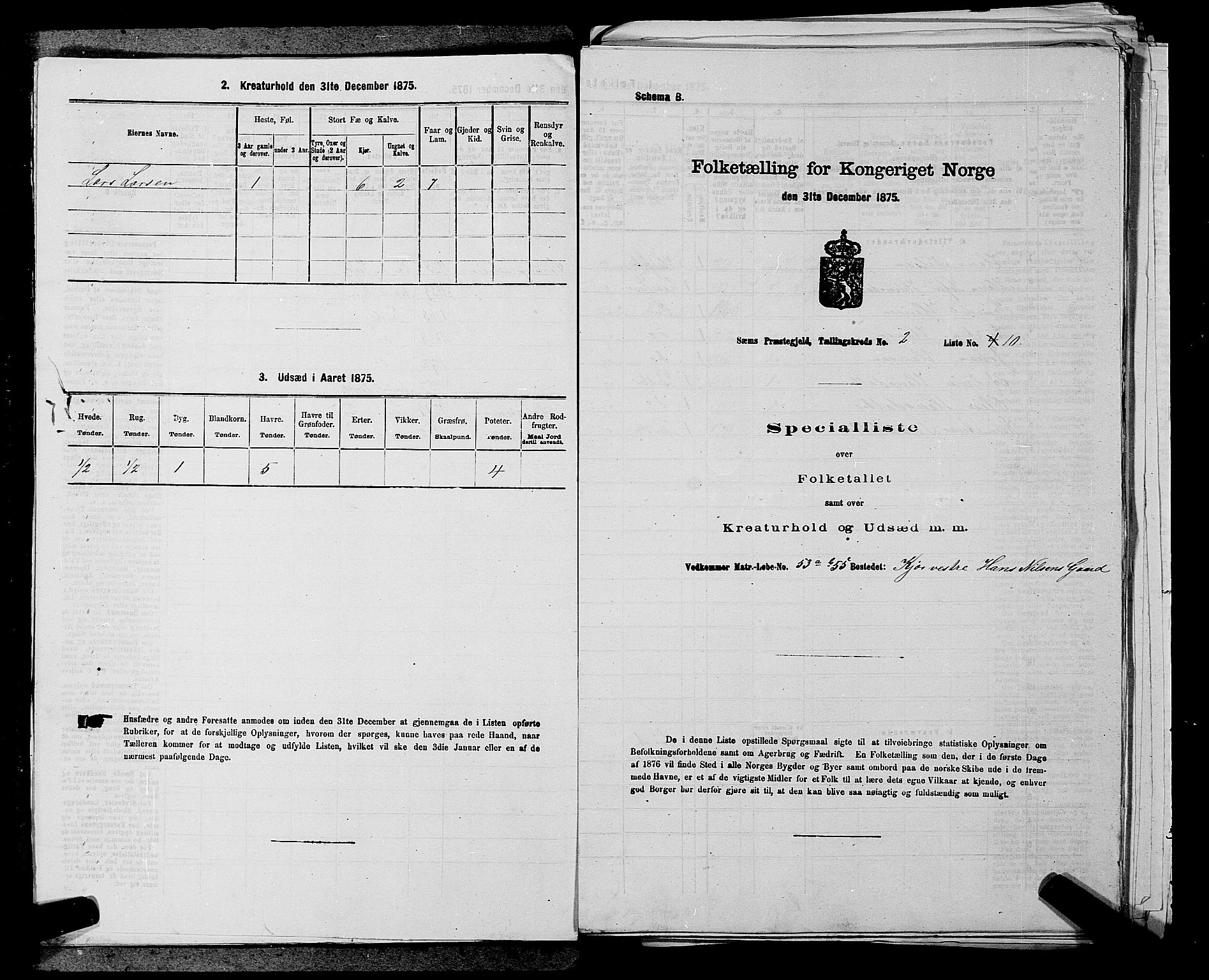 SAKO, Folketelling 1875 for 0721P Sem prestegjeld, 1875, s. 240