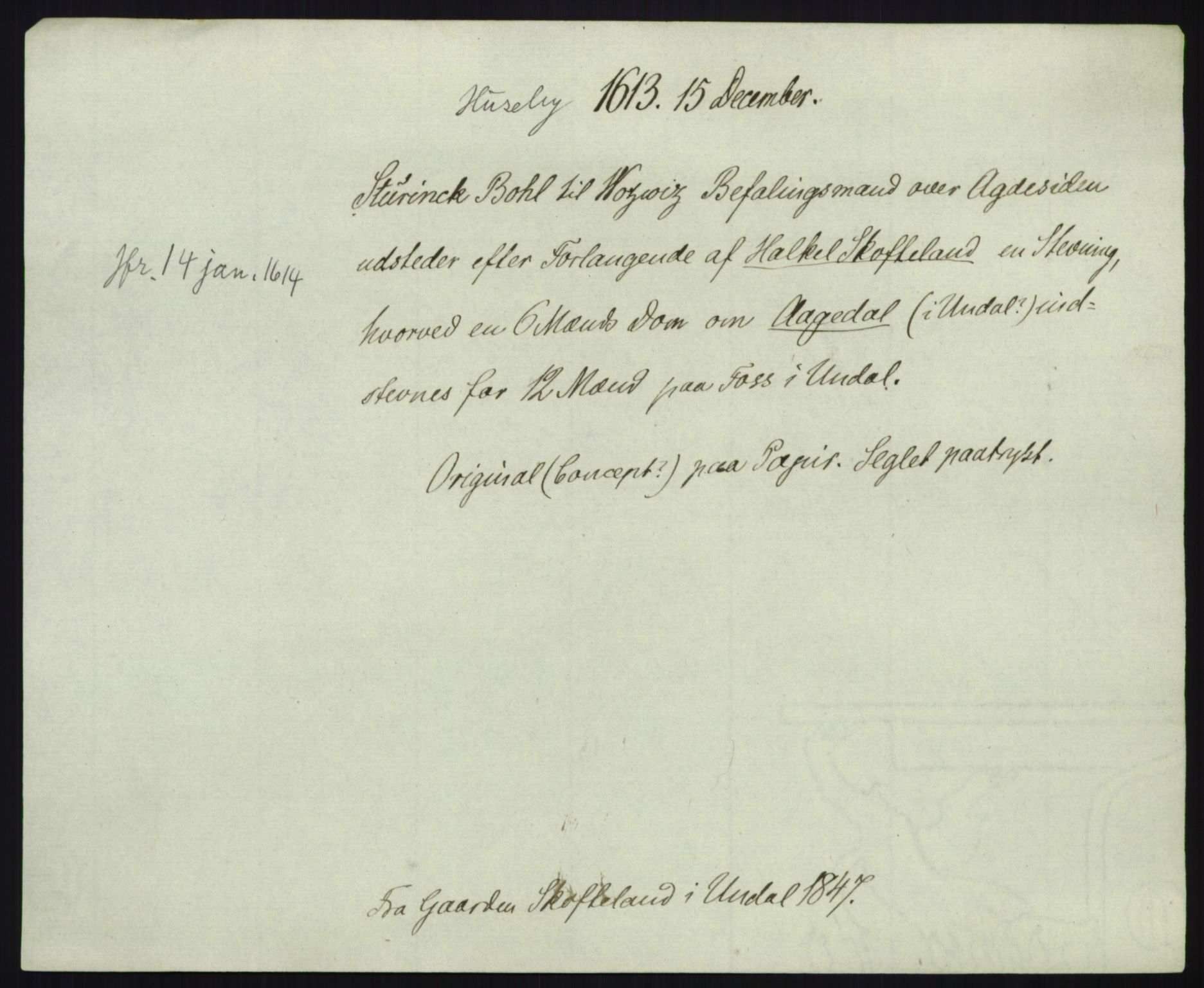 Riksarkivets diplomsamling, AV/RA-EA-5965/F35/F35b/L0006: Riksarkivets diplomer, seddelregister, 1613-1624, s. 47