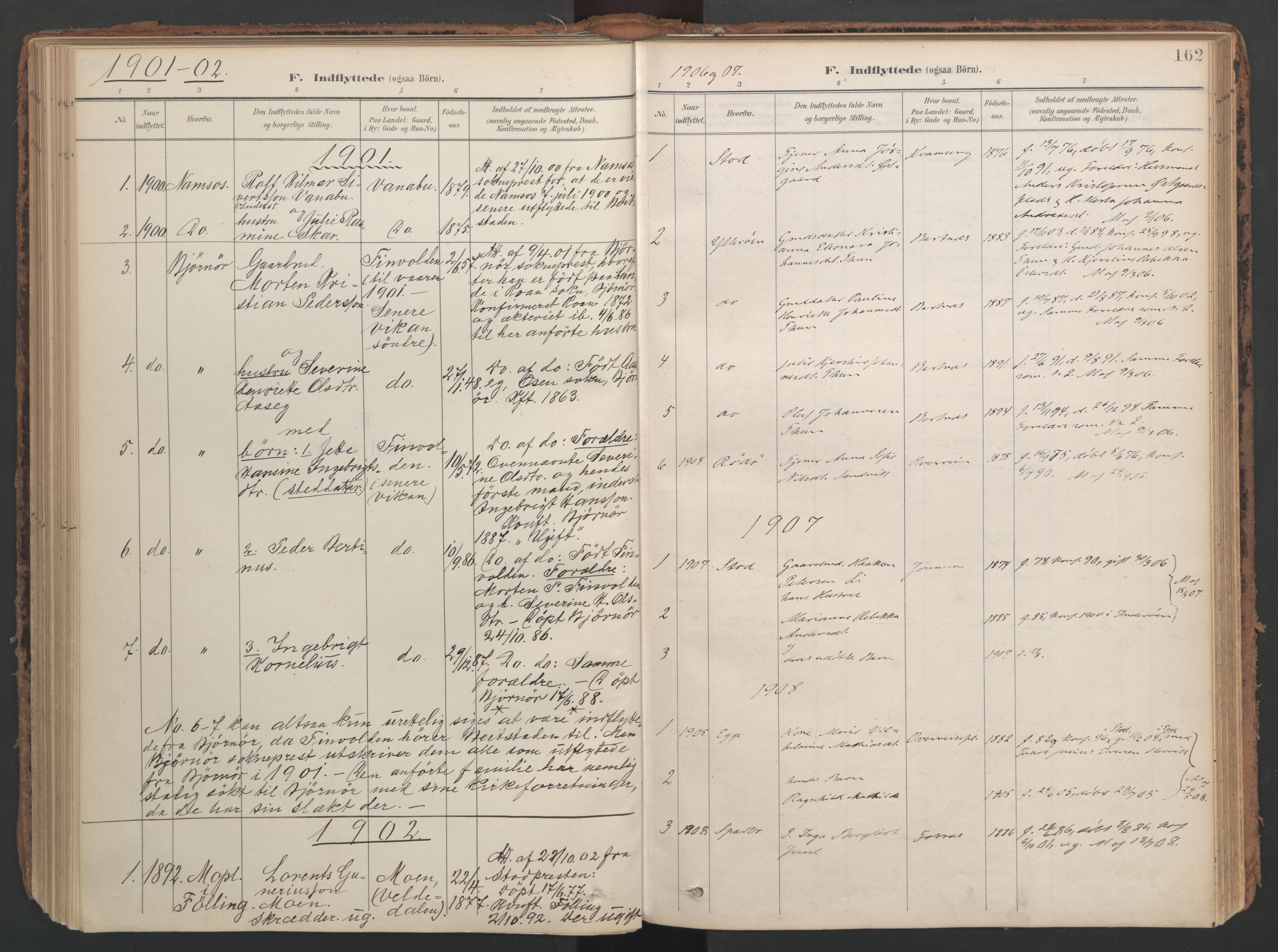 Ministerialprotokoller, klokkerbøker og fødselsregistre - Nord-Trøndelag, SAT/A-1458/741/L0397: Ministerialbok nr. 741A11, 1901-1911, s. 162