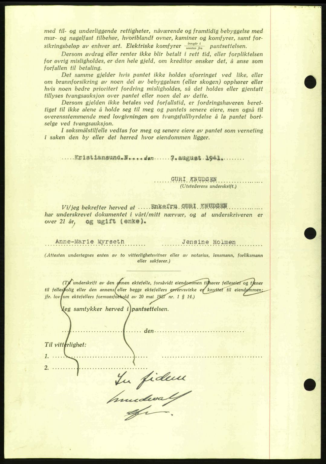 Kristiansund byfogd, AV/SAT-A-4587/A/27: Pantebok nr. 35, 1941-1942, Dagboknr: 588/1941