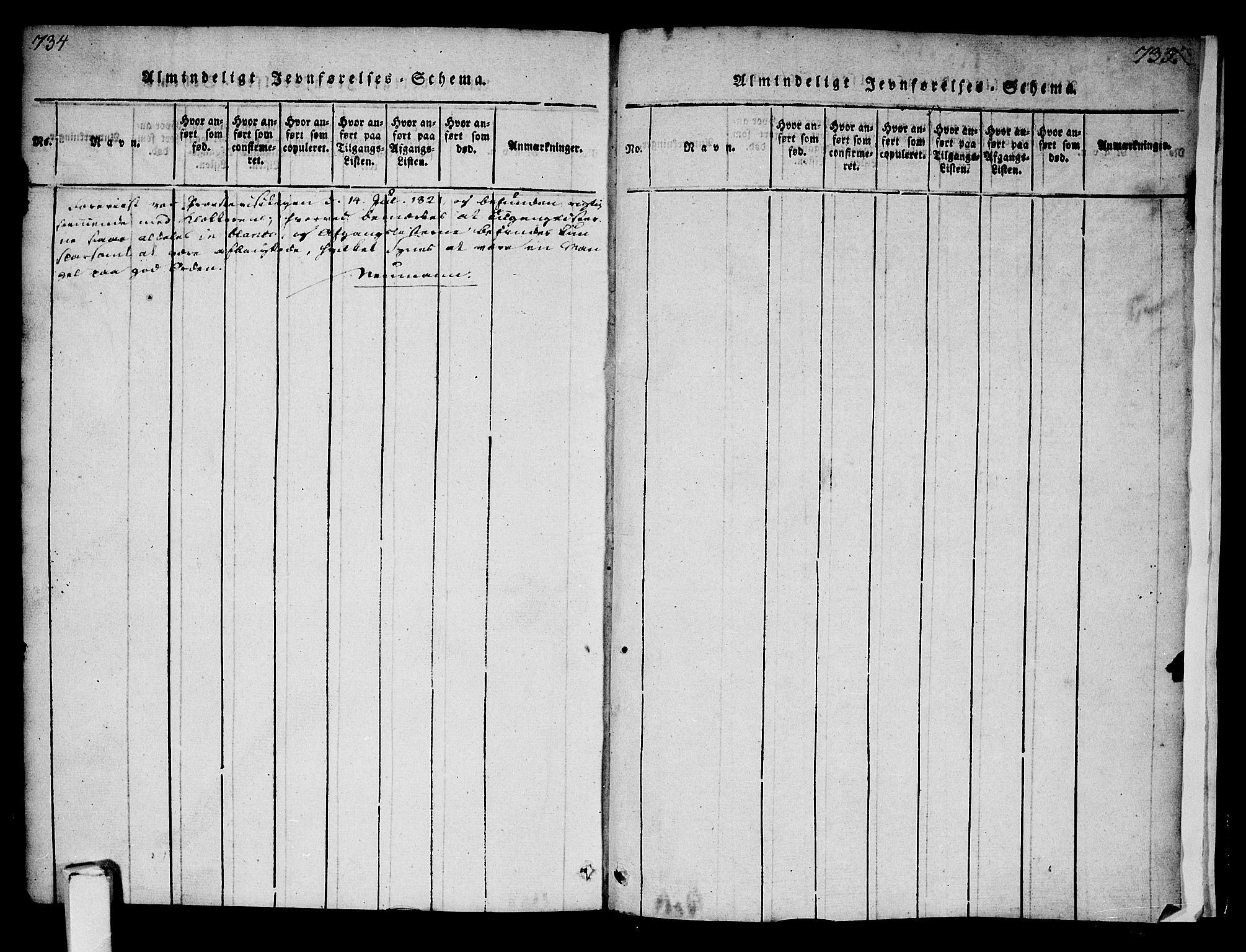 Strømsø kirkebøker, AV/SAKO-A-246/F/Fa/L0011: Ministerialbok nr. I 11, 1815-1829, s. 734-735