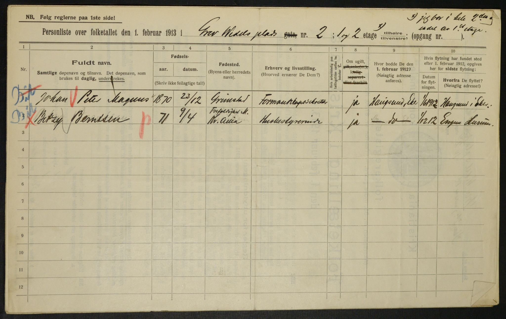 OBA, Kommunal folketelling 1.2.1913 for Kristiania, 1913, s. 29965